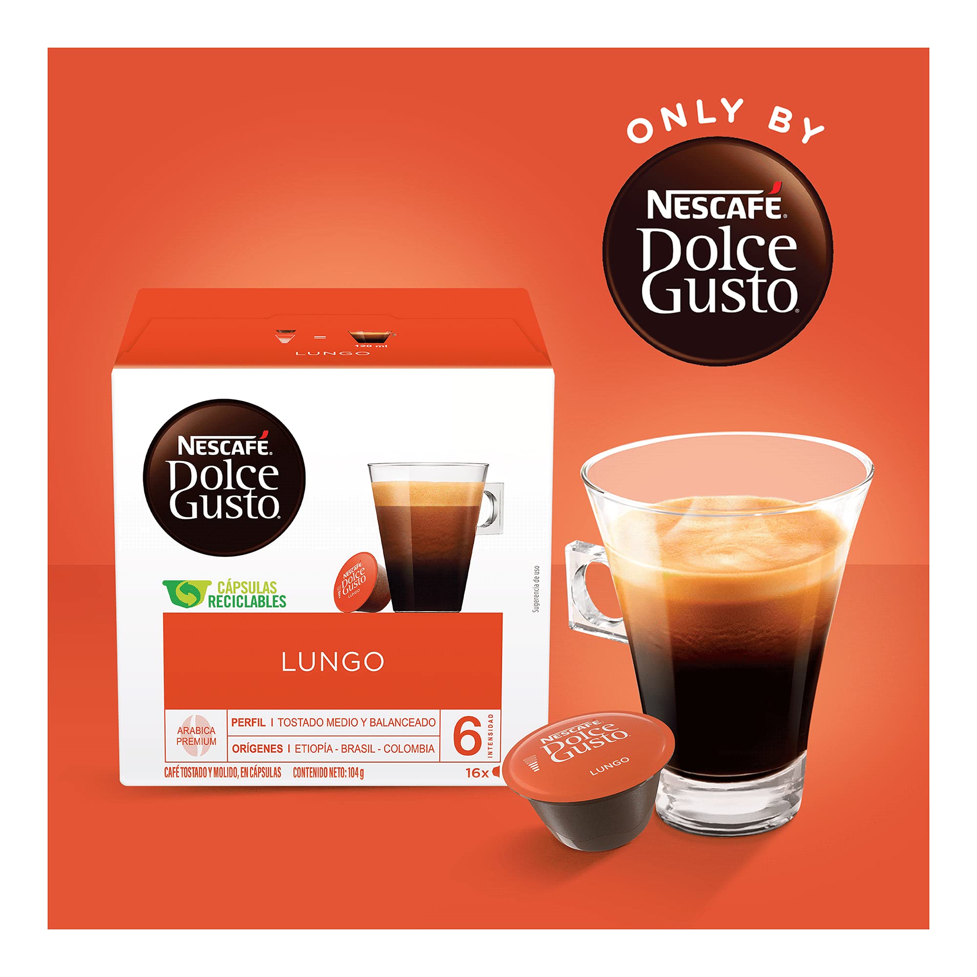 NESCAFÉ Dolce Gusto Coffee Capsules Café Lungo 48 Single Serve Pods, (Makes 48 Cups) 48 Count
