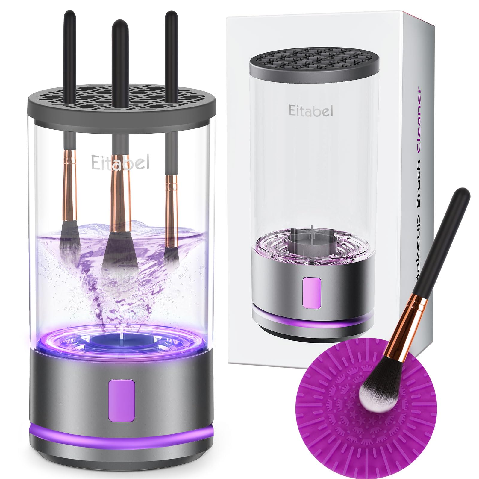 Electric Makeup Brush Cleaner machine, 2 in 1 Makeup Brush Dryer & Makeup Brush Washer Combined, Automatic Spinning Makeup Brush Cleaner For All Size Makeup Brush and Sponges