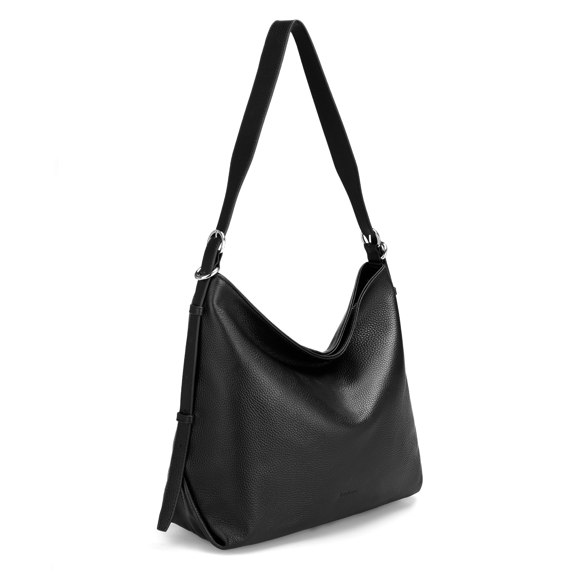 befen Black Genuine Leather Hobo Bags Purse for Women, Womens Crossbody Bag Leather Purses Shoulder Handbags with Adjustable Shoulder Strap