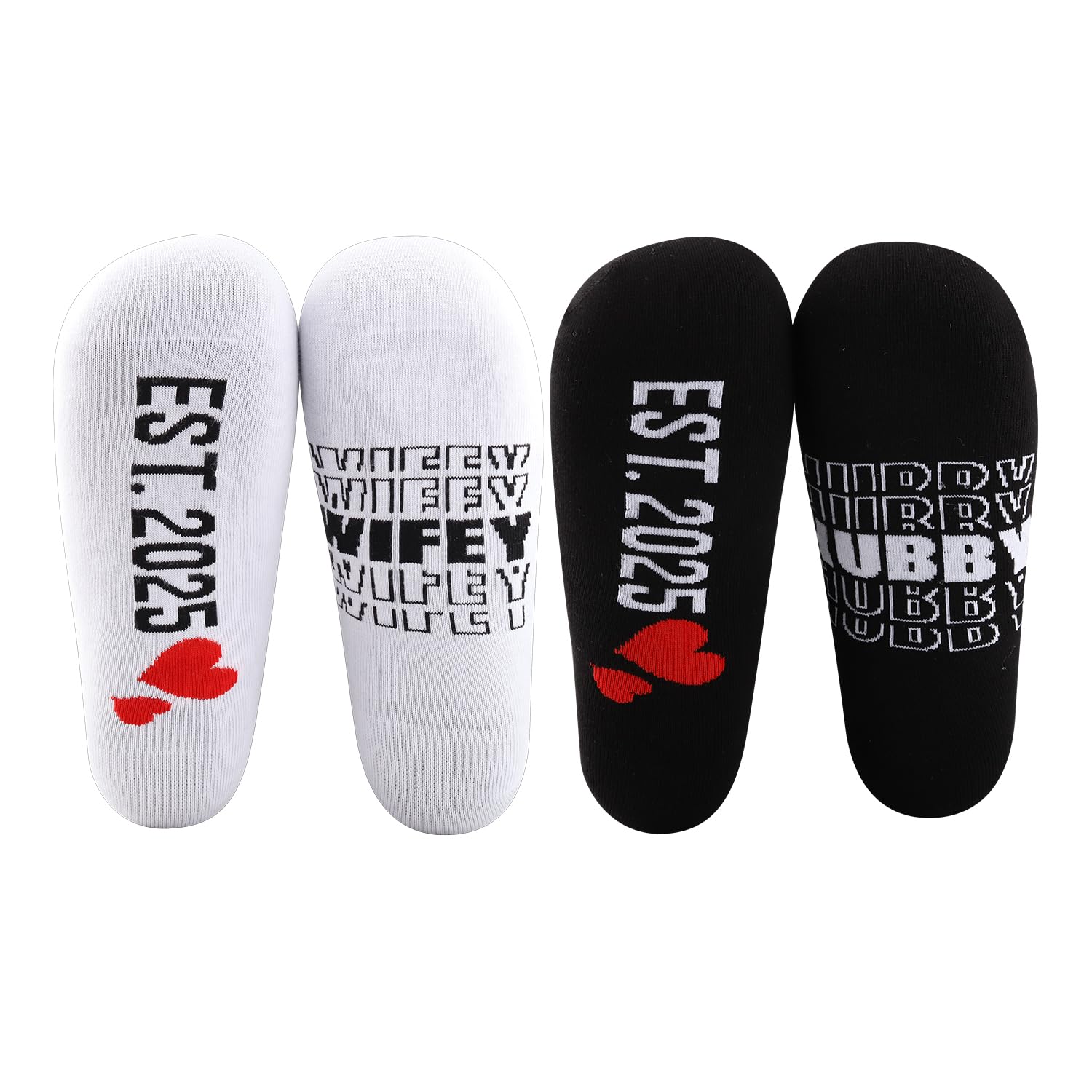 MBMSO Couples Socks Set Newlyweds Gift Socks Hubby and Wifey Est. 2024 Wedding Gift for Bride and Groom Socks Engagement Gift (HUBS&WIFE Socks-sets)