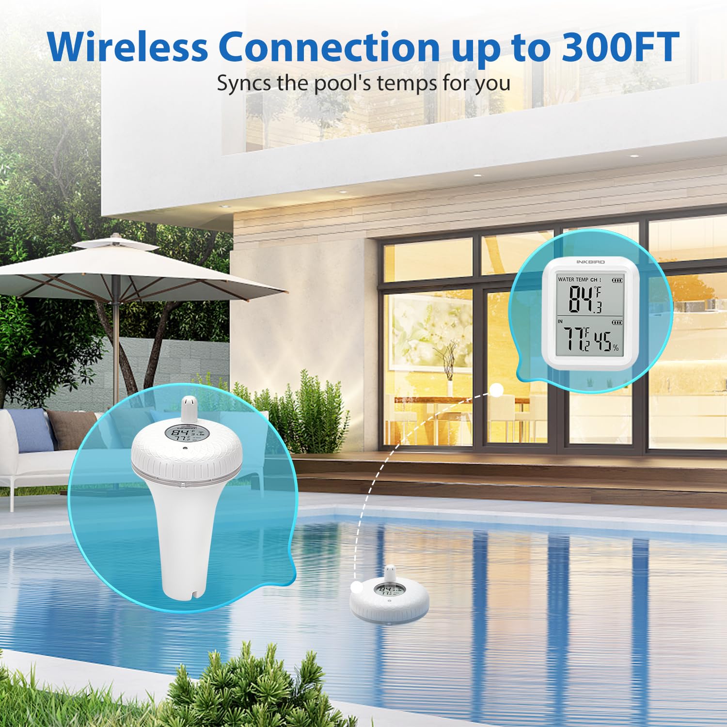 INKBIRD IBS-P01R 2nd Generation Wireless Floating Pool Thermometer Easy to Read, Compatible with Gateway IBS-M1 and IBS-M2