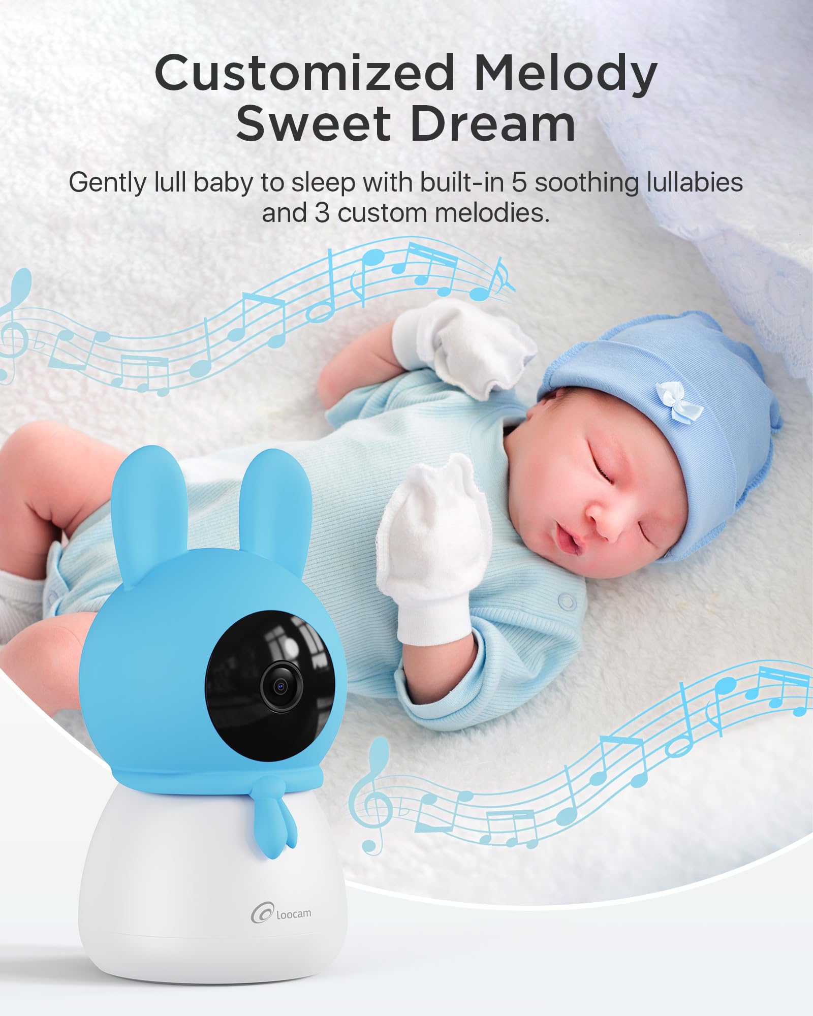 Loocam 2.5K 4MP Smart Baby Monitor with 64GB SD Card, AI Cry/Face/Area Departure Detect, 2.4G & 5G WiFi Security Camera Indoor, Pan & Tilt Auto Track, Two-Way Talk, Temp-Humidity Monitor, Night Vision