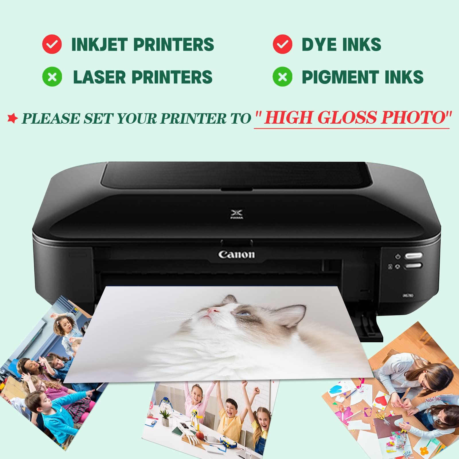 HTVRONT Glossy Photo Paper for Printer - 100 Sheets Inkjet Printer Paper for Chip Bag Paper, Instant Dry Glossy Photo Paper 8.5 x 11 180gsm