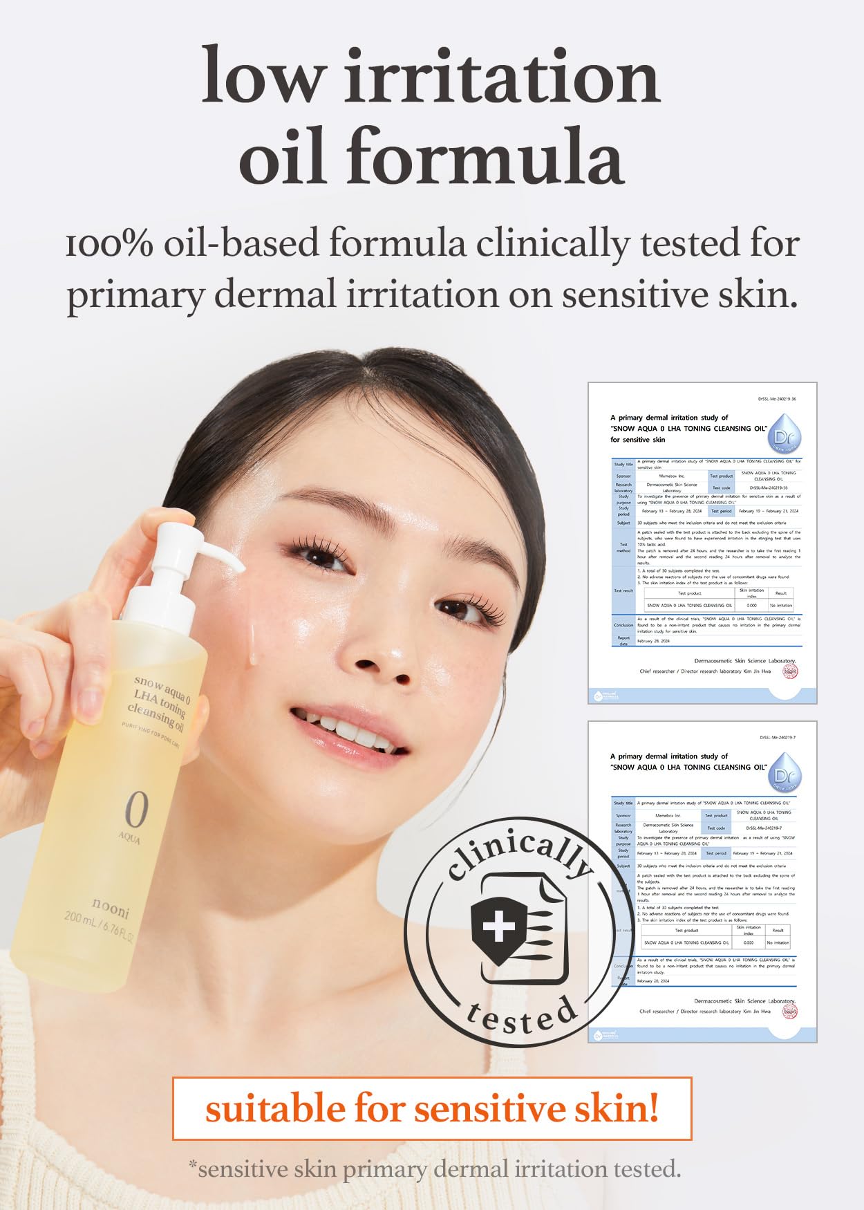 NOONI Cleansing Oil - Snow Aqua 0 LHA Toning Pore Care Korean Facial Oil Cleanser, 6.76 fl.oz (200 ml) | Makeup Double Cleansing, Glass Skin, Eggie Skin, Blackhead Control, Pore Cleansing Oil for Face