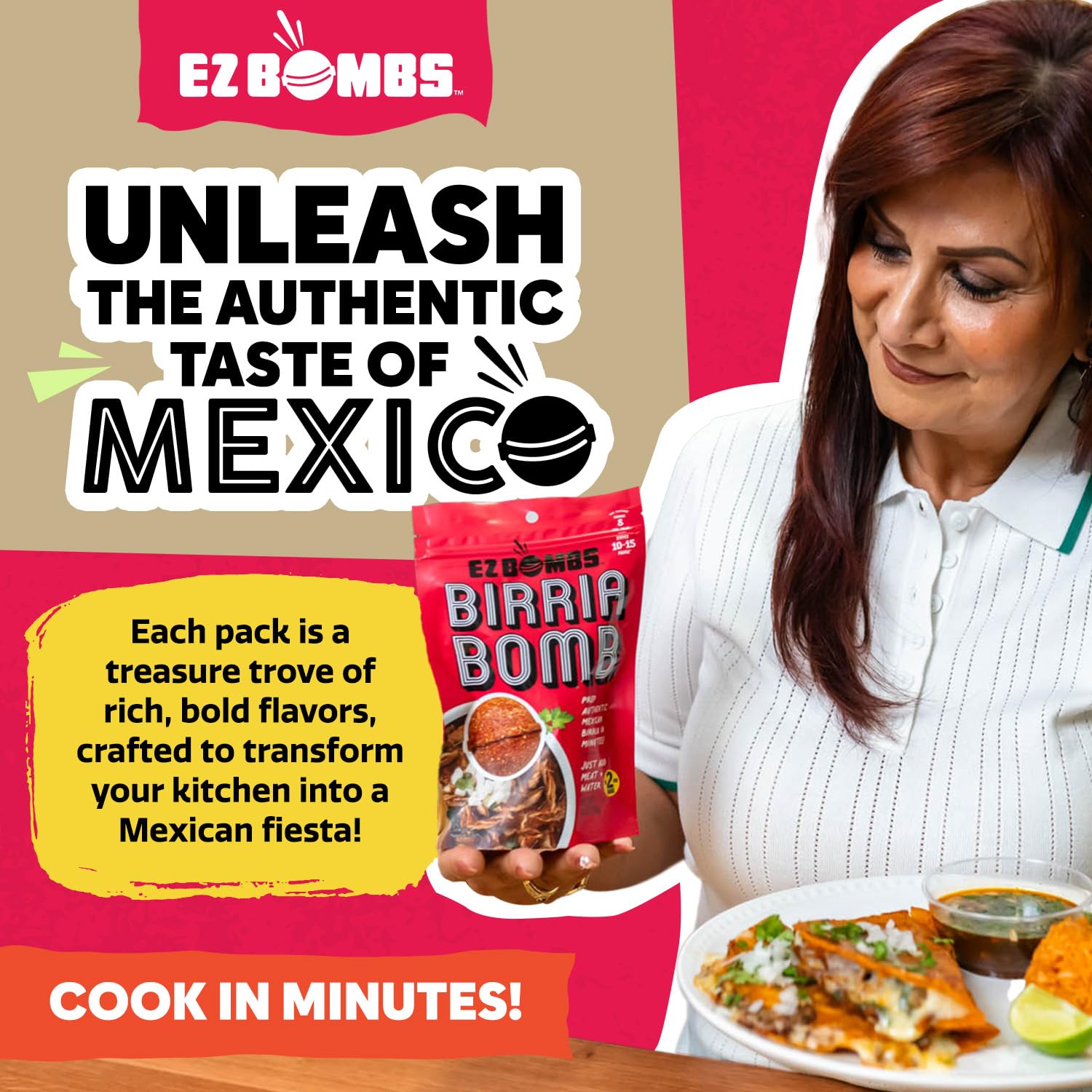 EZ Bombs Birria Bomb Seasoning, Pack of 2 – Authentic Mexican Spice Mix for Tacos, Burritos, Nachos, and Quesadillas – Made with Real Chiles, Herbs, and Spices for Quick and Flavorful Meals