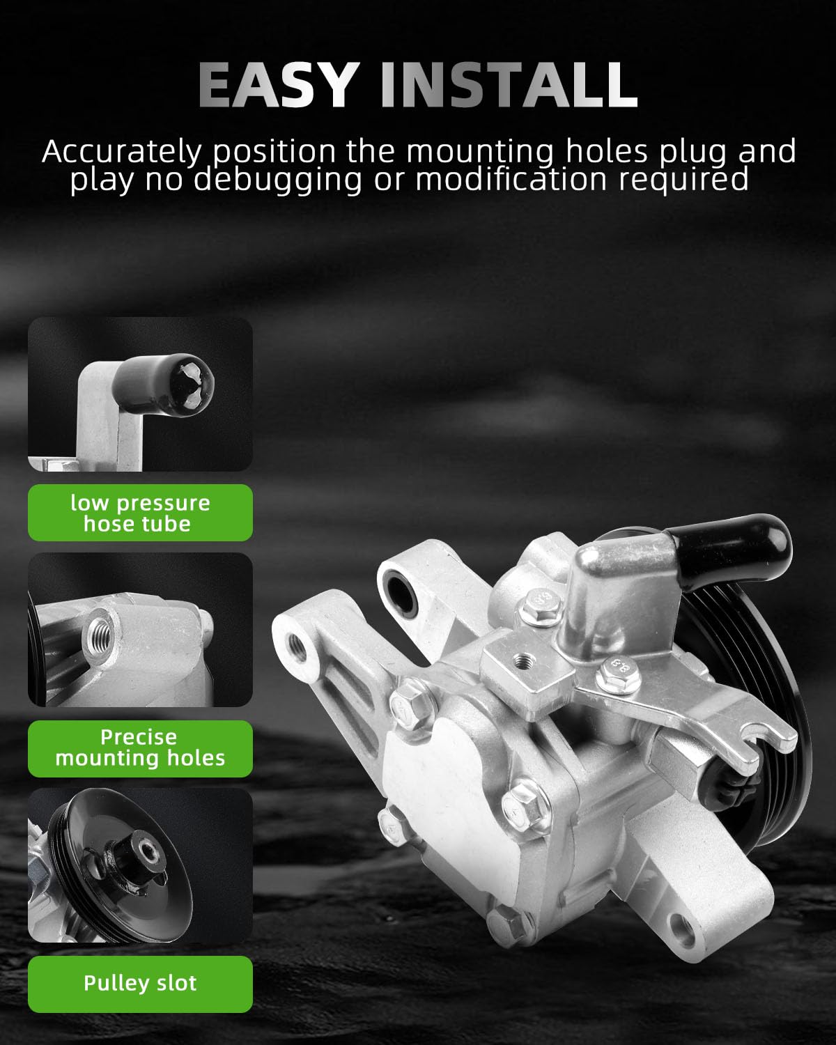 SCITOO Power Steering Pump Compatible for 2005-2009 for Hyundai Tucson,2004-2009 for Kia Spectra,2005-2009 for Kia Spectra5,21-5440,Power Steering Pump Kit