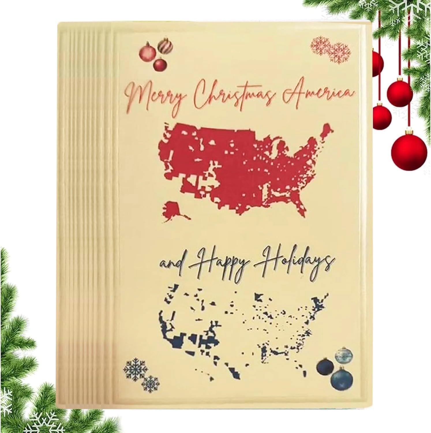 2024 Merry Christmas America Card, 2024 Presidential Election Map Cards, Patriotic Christmas Cards, Funny Greeting Cards Holiday Cards Xmas Gifts (10Pcs)