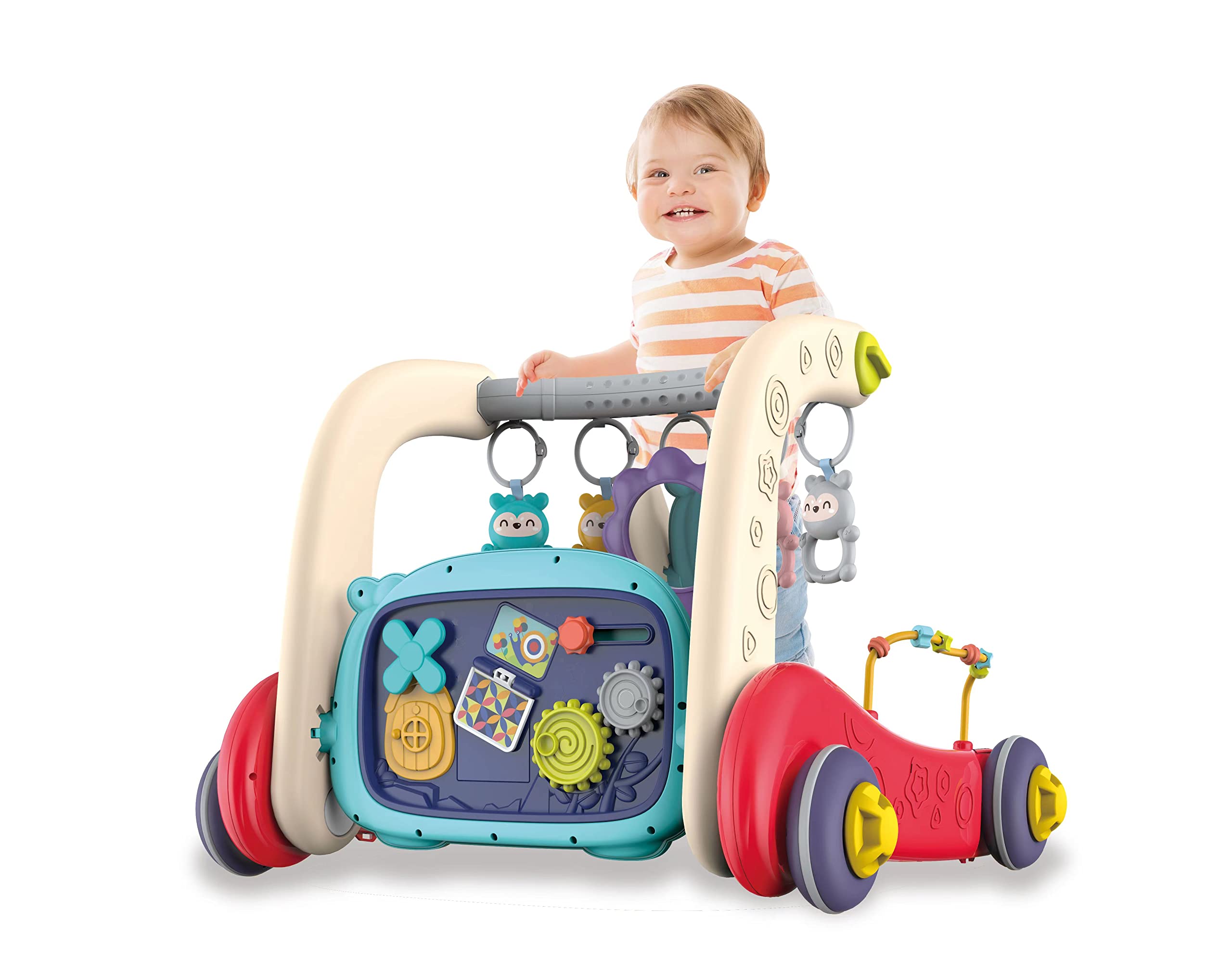 dearlomum 3 in 1 Baby Play Mat Baby Gym, Floor Activity Center and Infant Baby Walker, Play Piano Tummy Time,Boy & Girl Gifts for Newborn Baby Toddler 0 to 3 6 9 12 Months(Red)