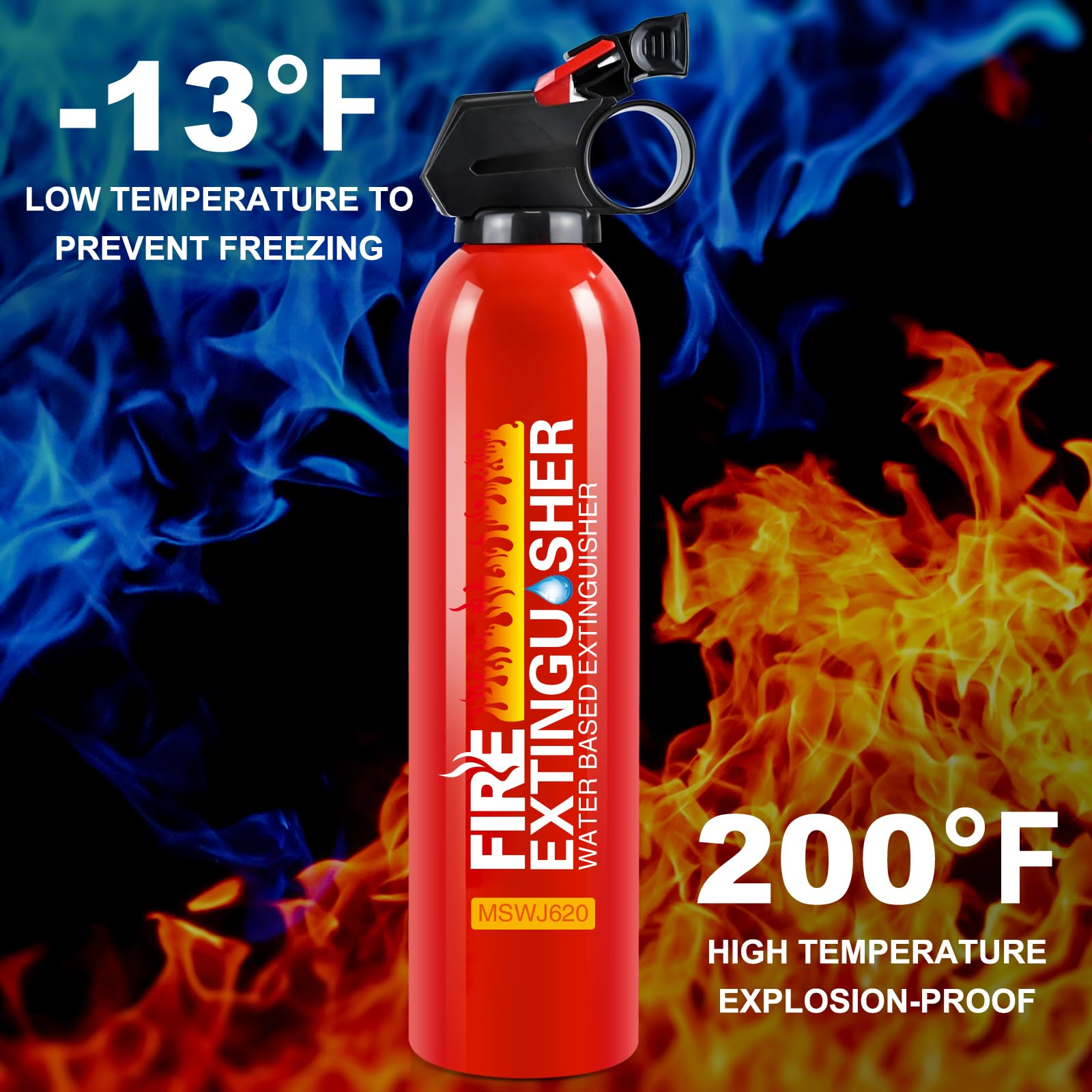 Fire Extinguisher for Home - 1pack Car Fire Extinguisher with Wall Mount, Small A B C K Fire Extinguisher, Water-Based Fire Extinguishers for Car/House/Kitchen/Truck/Marine/Boat/Vehicle/utv/rv