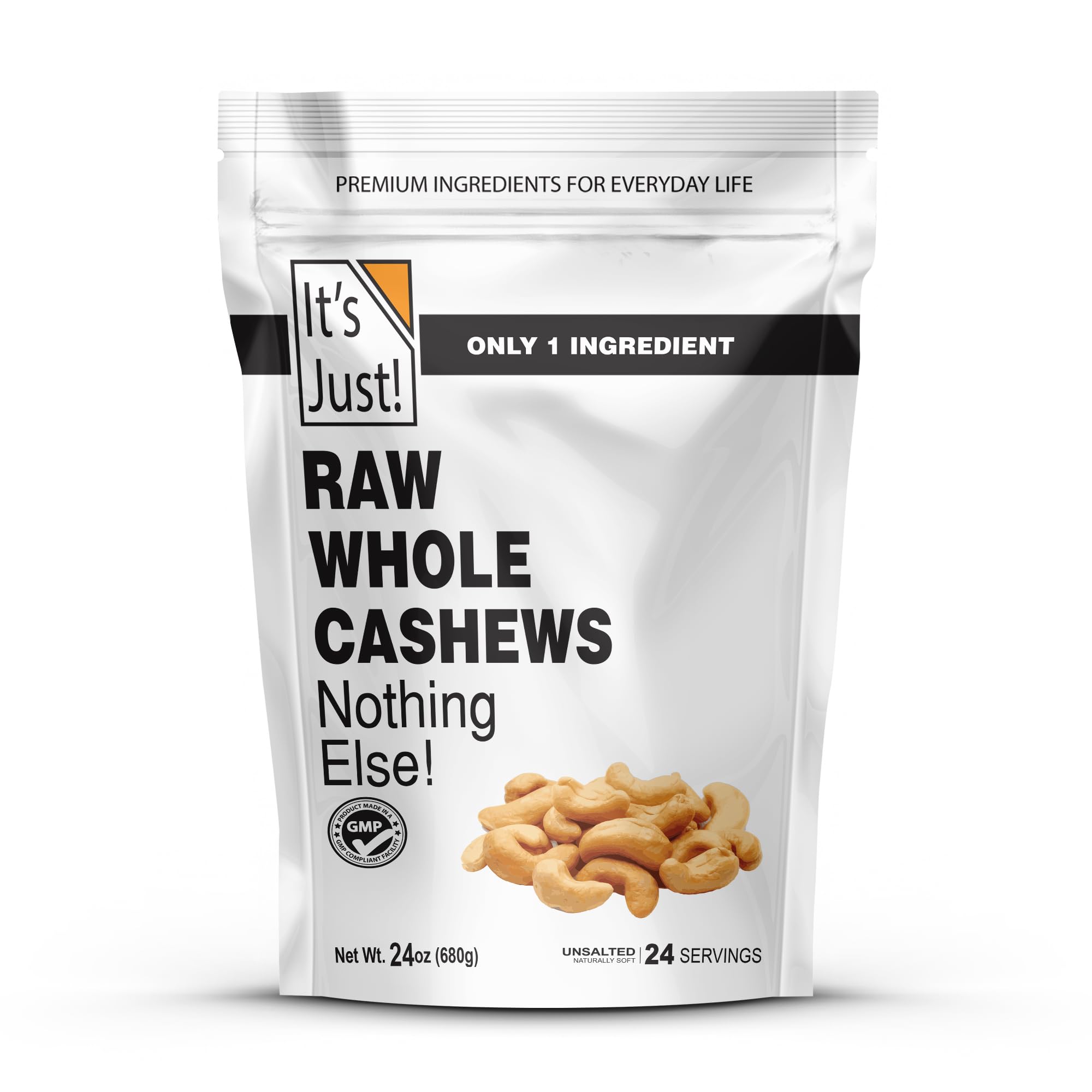 It's Just - Whole Cashews, Premium Fancy Nuts (Raw (Soft) / Unsalted, 1.5 Pound (Pack of 1))