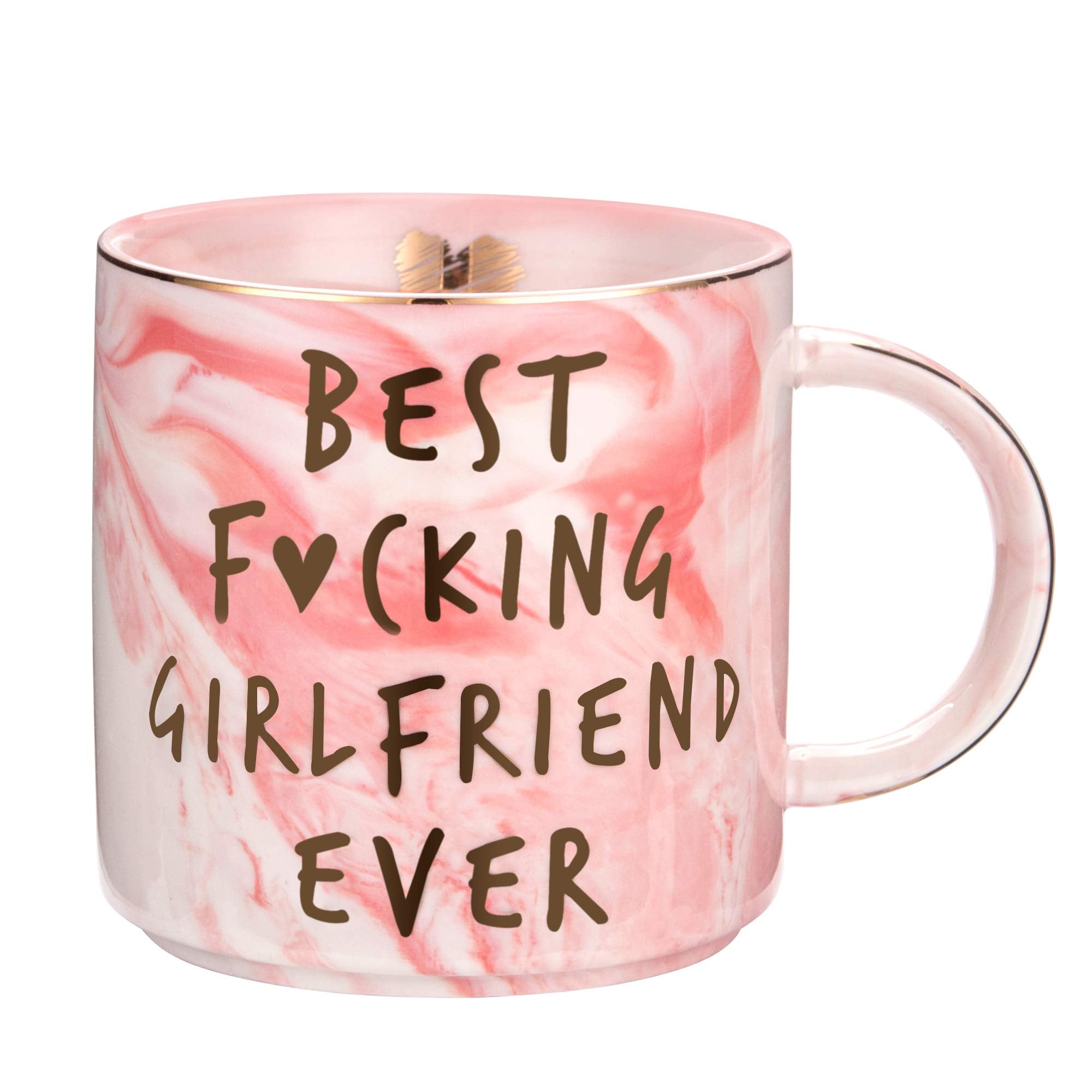 Christmas Gifts for Girlfriend - Birthday, Anniversary, Romantic Gift - Best Girlfriend Ever - Funny Cute Couple Birthday Gifts Ideas for Girlfriend, Her, Couples - Pink Mug, 11.5oz Coffee Cup