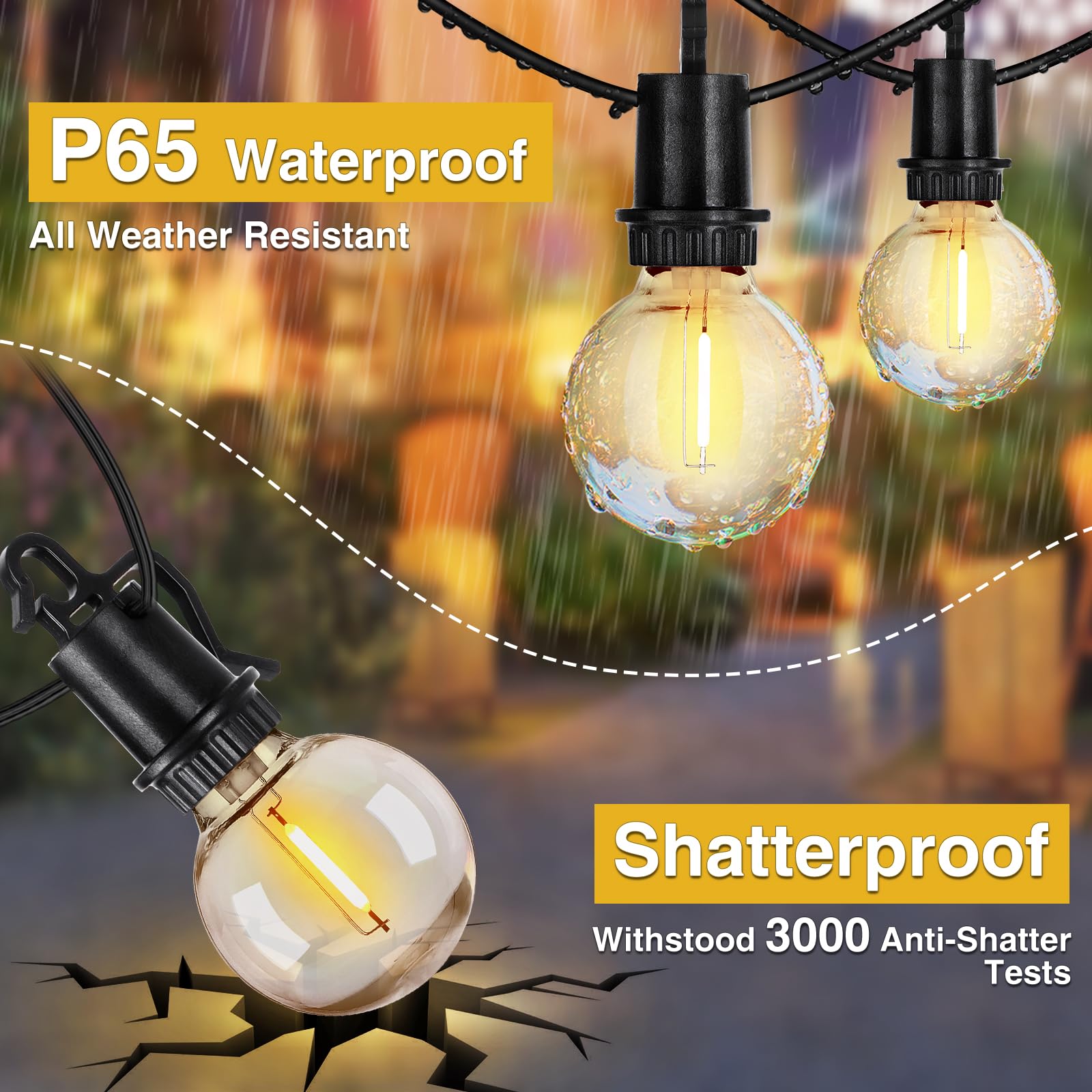 ZJOJO 35FT Outdoor String Lights, G40 Globe Outdoor Lights with 15 Shatterproof LED Bulbs (1 Spare), 2700K Hanging Waterproof Patio Light, Connectable String Lights for Outside Backyard Porch Party