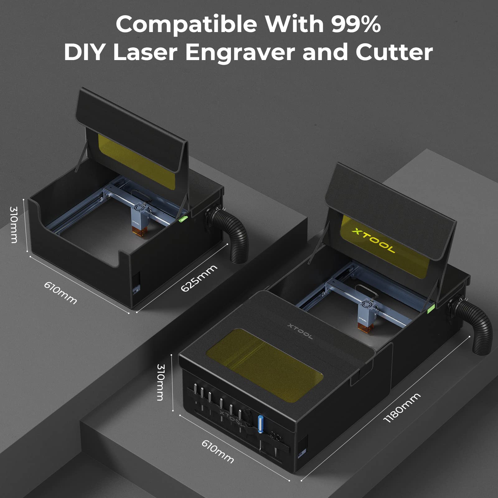 xTool Enclosure Max, Portable & Foldable Cover for Laser Engraver, Fireproof, Safety & Health Protective for xTool D1/D1 Pro and Other Open Laser Cutter, 46.45''x''24 x12.2''