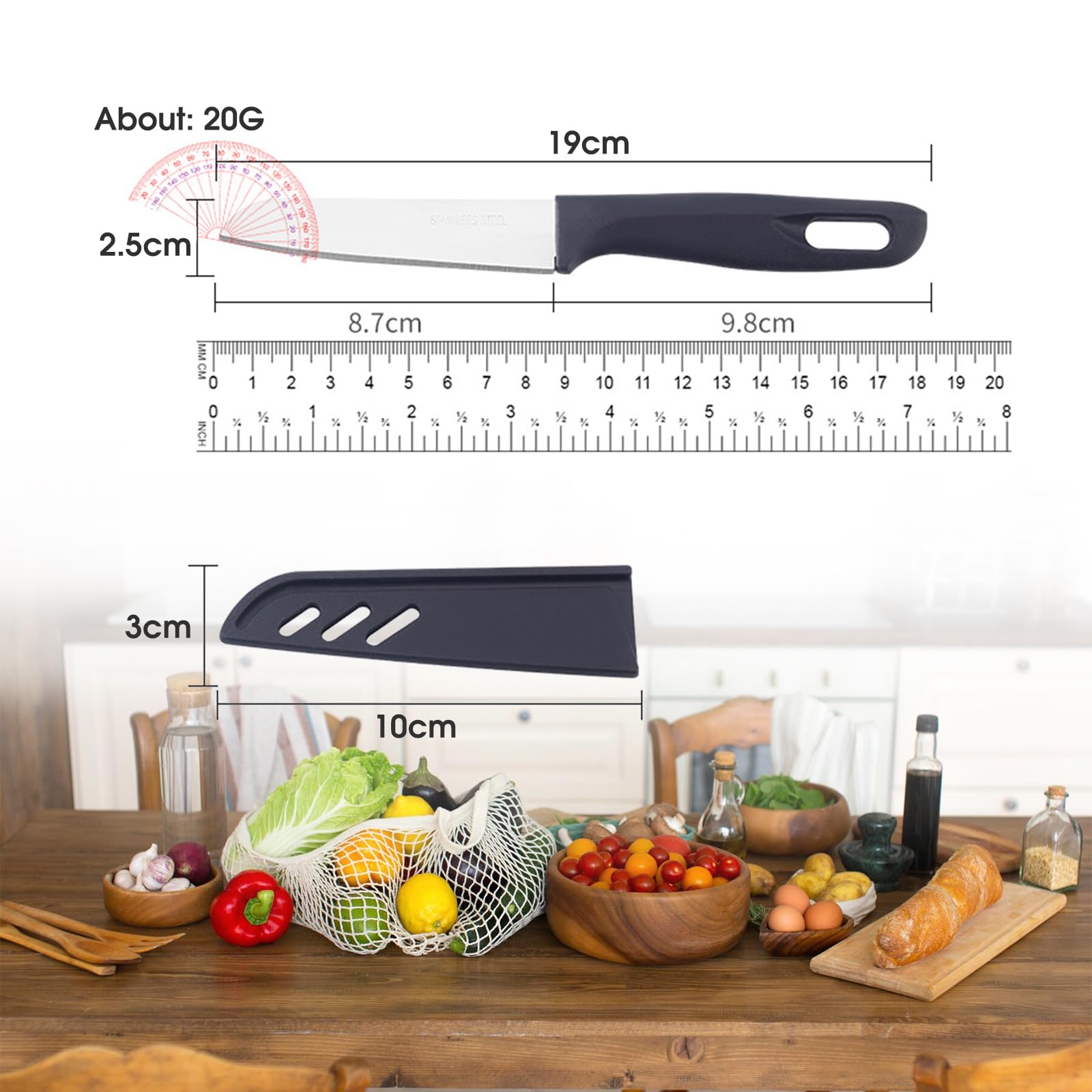 Paring knife 20 pieces Paring Knives Ultra Sharp Vegetable and Fruit Knife with Sheath Cover,Rust Proof Stain Resistant German Steel Small Kitchen Knife (10PCS Peeling Knives and 10PCS Knife Sheath)