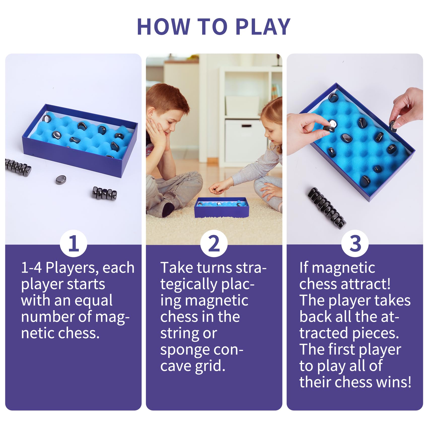 Dippyy Magnetic Chess Game- Magnetic Chess Game with Stones, Magnet Game with String, Magnet Chess Game, Puzzle Strategy Games for Kids and Adults with 2 Ways to Play