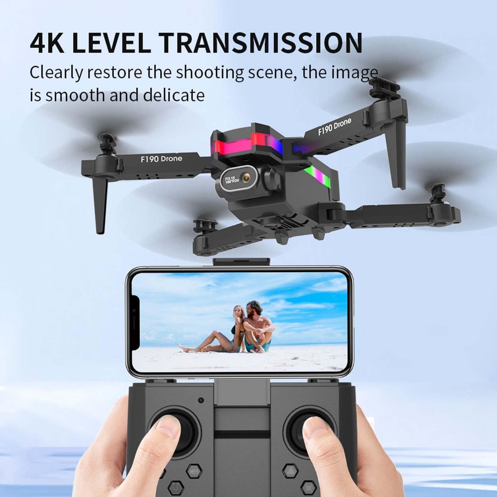 Generic HD Drone - 4K Camera 2.4Ghz WIFI Drone with 6-Axi Gyroscope & Scroll 360 & Headless Mode Remote Control Quadcopter Gift for Beginner Kids - Multifunctional Protable Foldable Drone (Black)