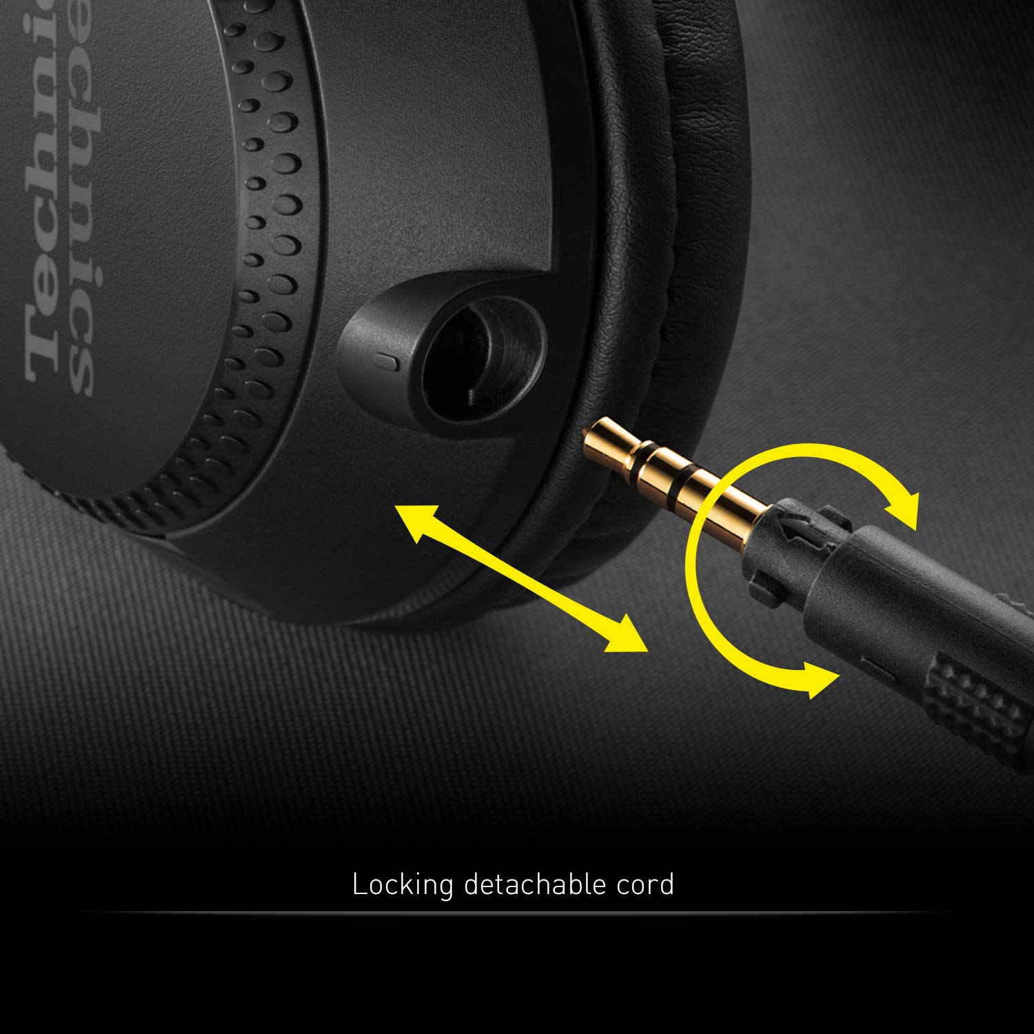 Technics Professional DJ Headphones with 40mm CCAW Voice Coil Drivers, 270° Swivel Housing and Locking Detachable Cord; Lightweight, Foldable High Input - EAH-DJ1200 (Black)