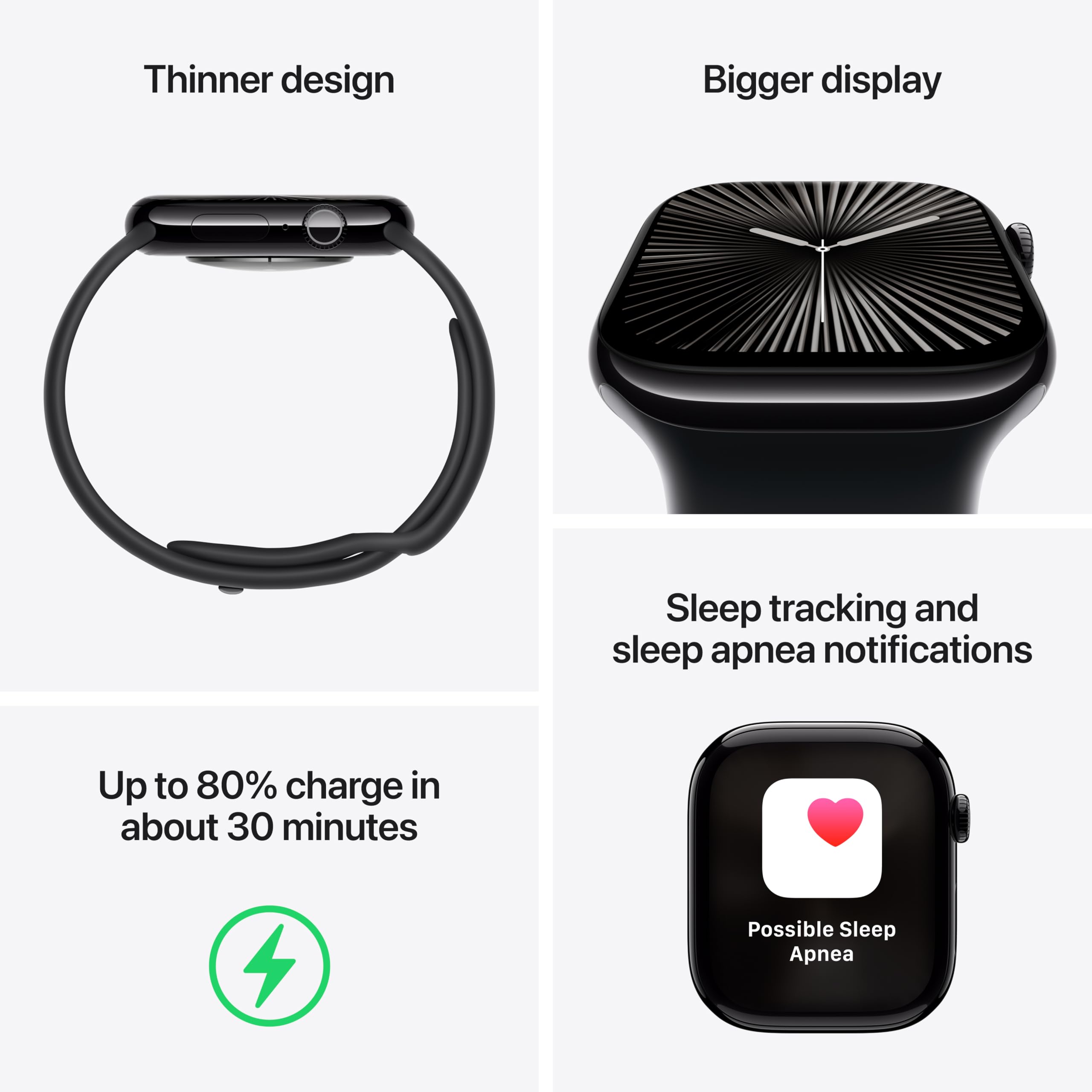 Apple Watch Series 10 [GPS + Cellular 46mm] with Jet Black Aluminium Case with Ink Sport Loop. Fitness Tracker, ECG App, Always-On Retina Display, Carbon Neutral with AppleCare+ (2 Years)