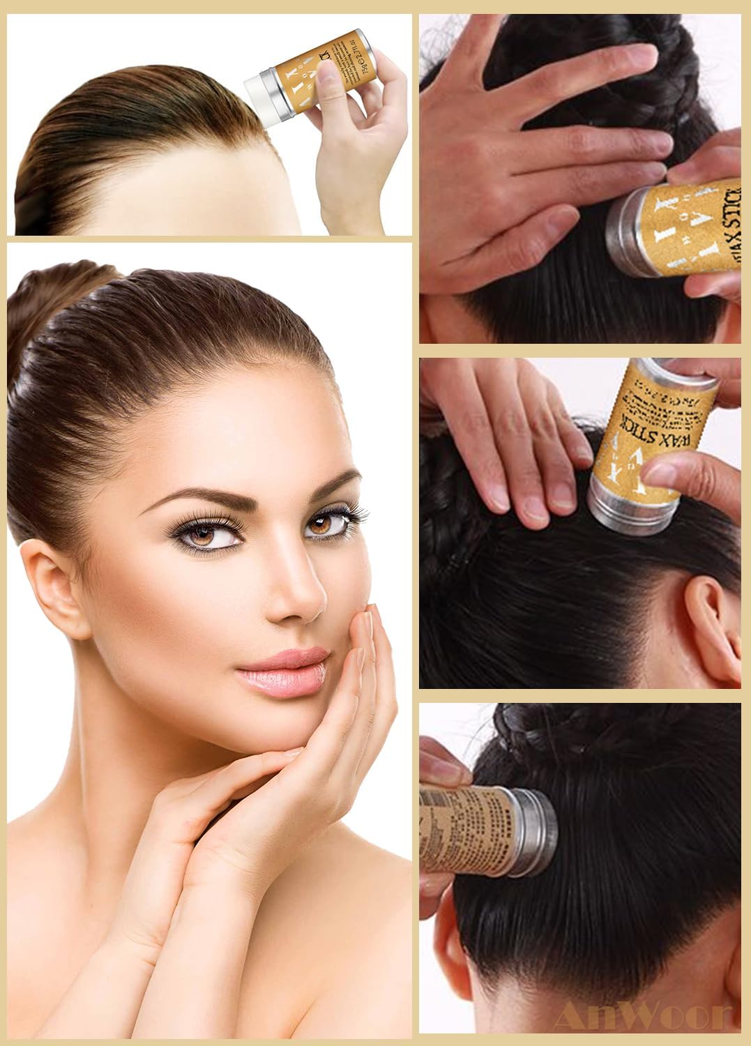 AnWoor Hair Wax Stick, Styling Wax for Smooth Wigs, Slick Stick for Hair Non-greasy Styling Hair Pomade Stick for Flyaways Edge & Frizz Hair - 2.7 Oz