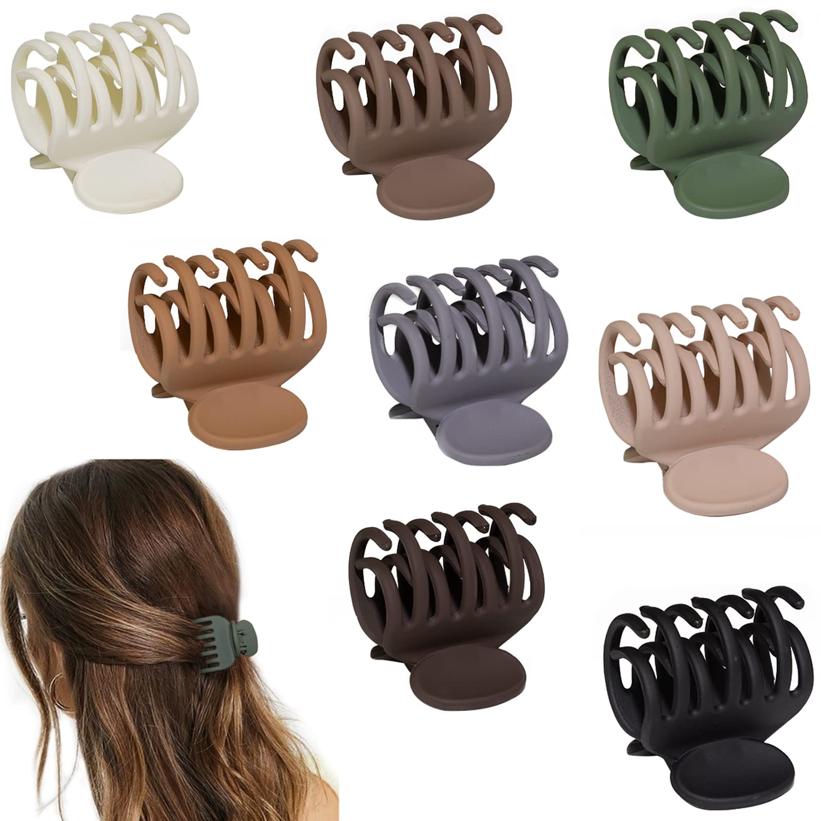 1.6" Matte Medium Double Row Teeth Hair Clips for Women - Strong Hold Jaw Clamps for Thin, Fine & Thick Hair