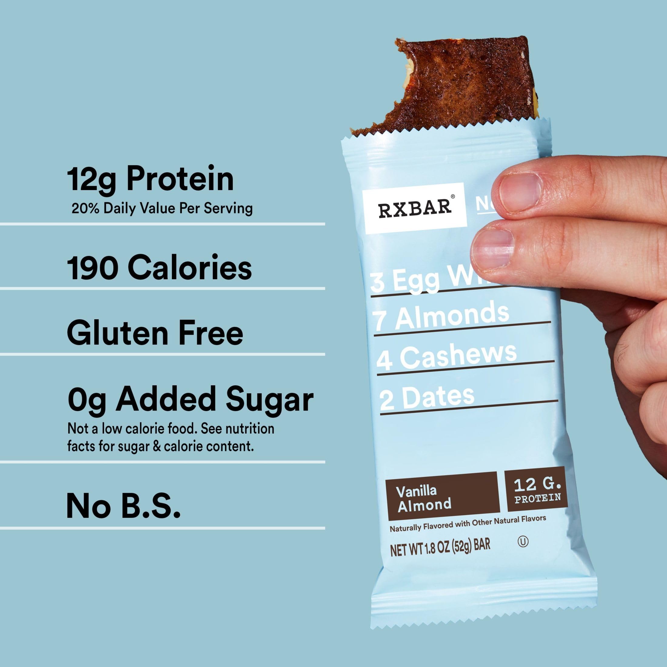 RXBAR Protein Bars, Protein Snack, Snack Bars, Vanilla Almond, 22oz Box (12 Bars)