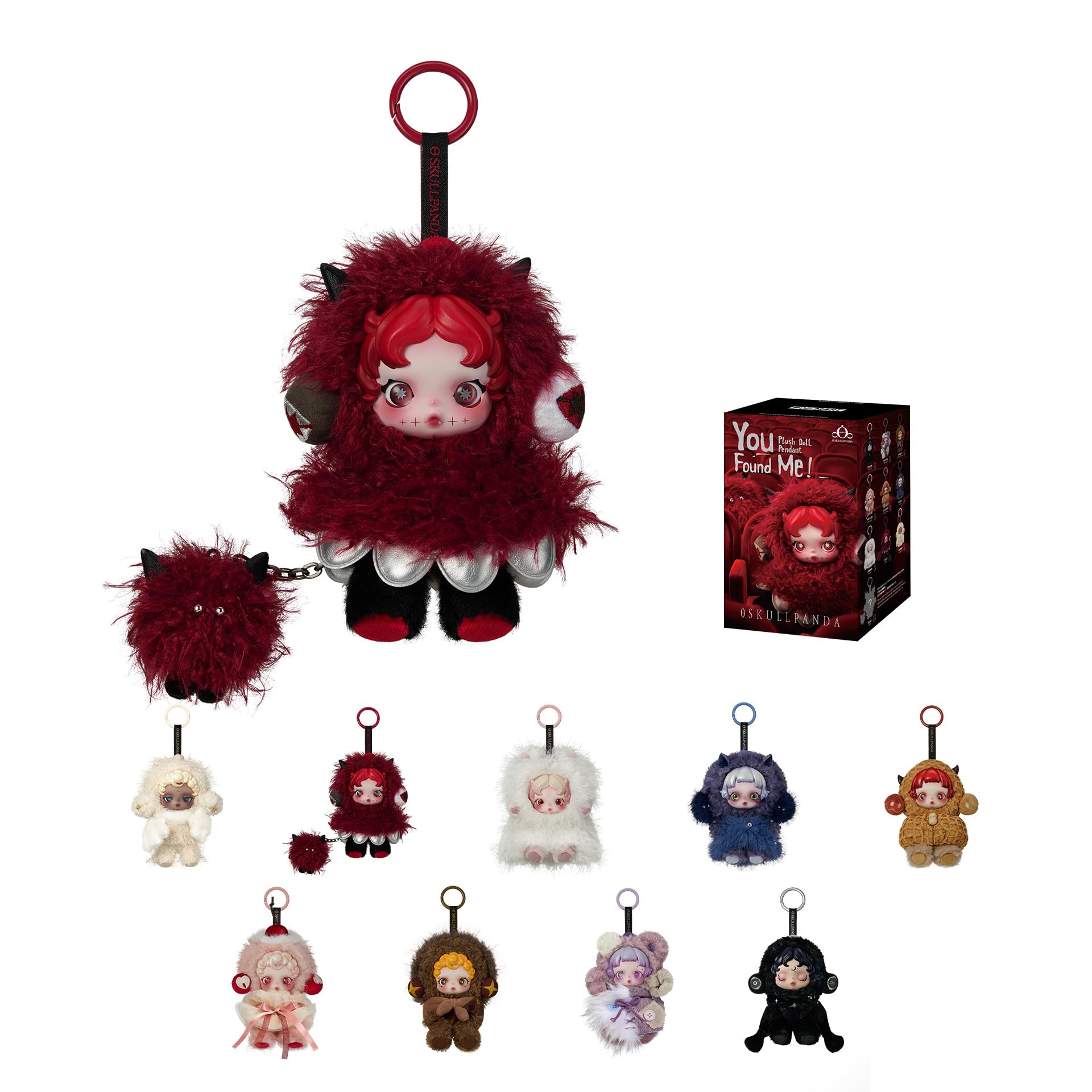 POP MART SKULLPANDA You Found Me! Series Plush Doll Pendant Blind Box Figures, Collectible Toys, Holiday Birthday Gifts for Girlfriend Daughter Girls and Boys, Single Box