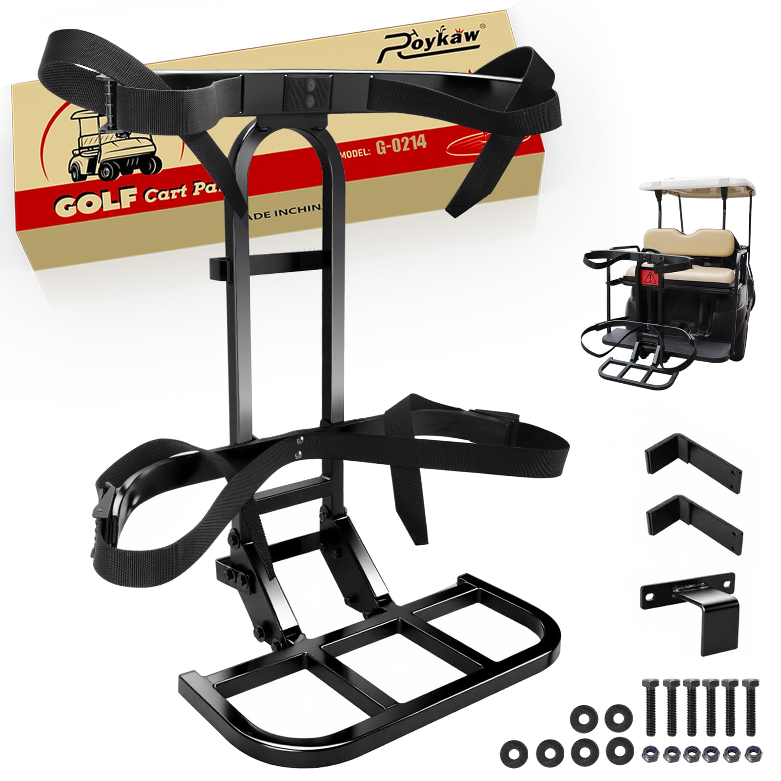 Roykaw Universal Golf Cart Rear Seat Bag Holder Compatible with EZGO/Club Car/Yamaha Golf Cart with Rear Seat Grab Bar, Upgrade 3rd Generation - Don't Occupy The Rear Seat/No Drilling Required