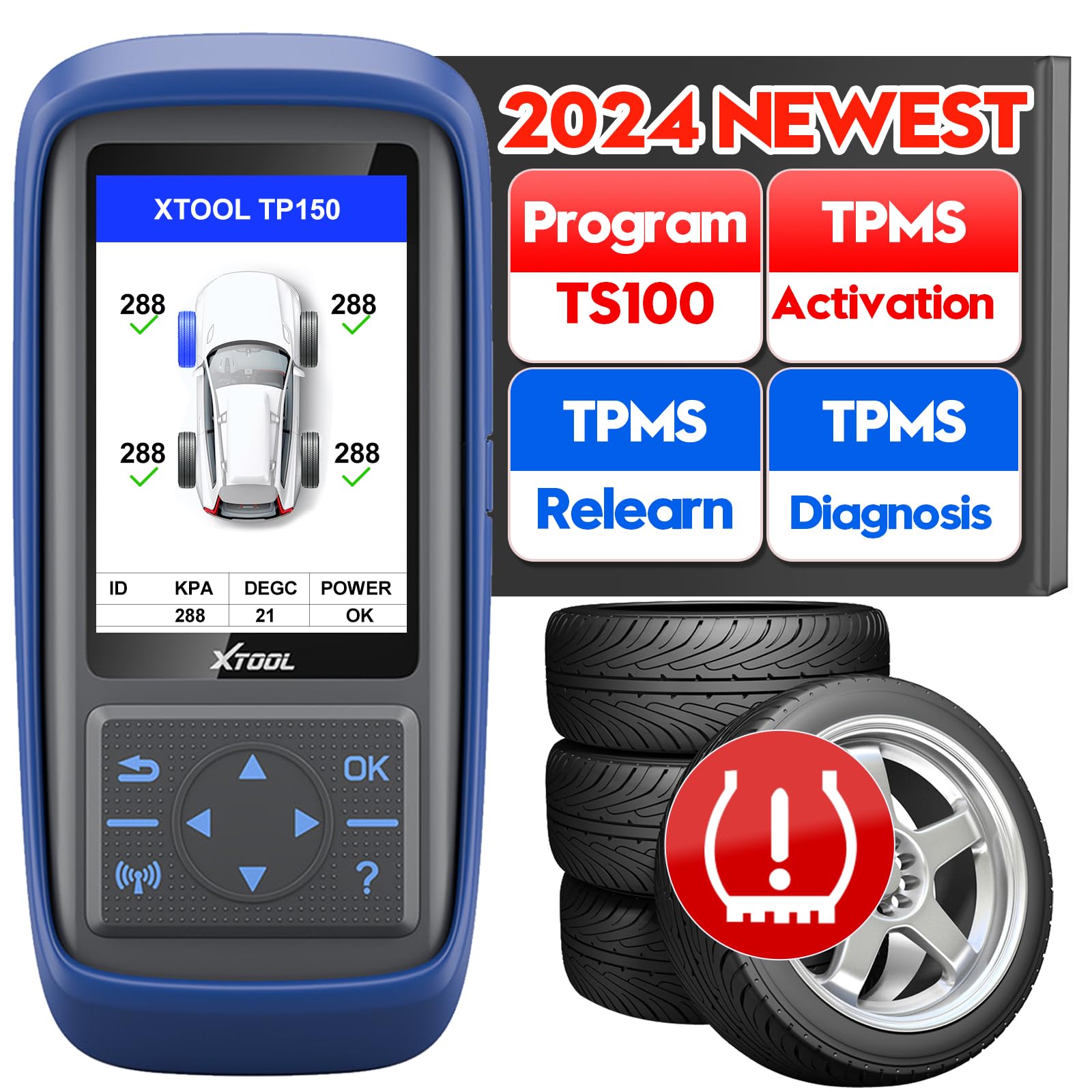 XTOOL TP150 TPMS Programming Tool, Universal TPMS Relearn/Reset/Activate Tool, Tire Sensor Programmer for XTOOL TS100 Only, Tire Pressure Monitor System Diagnostics Tool