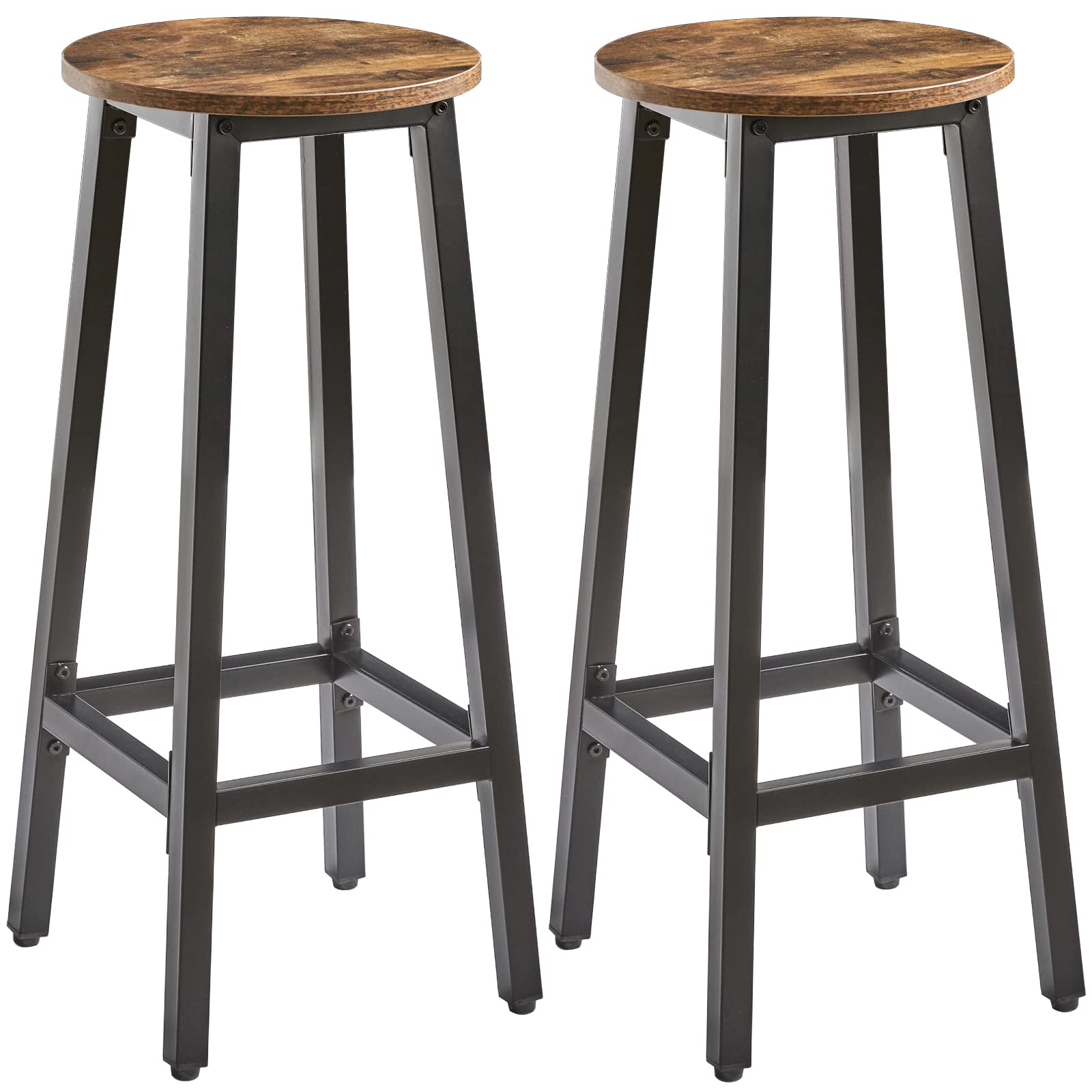 IBUYKE Set of 2 Bar Stools, 27.56-Inch High Seat, Backless Dining Counter Stools, Industrial Kitchen Breakfast Stools, for Dining Room Kitchen Counter Bar TMJ510H