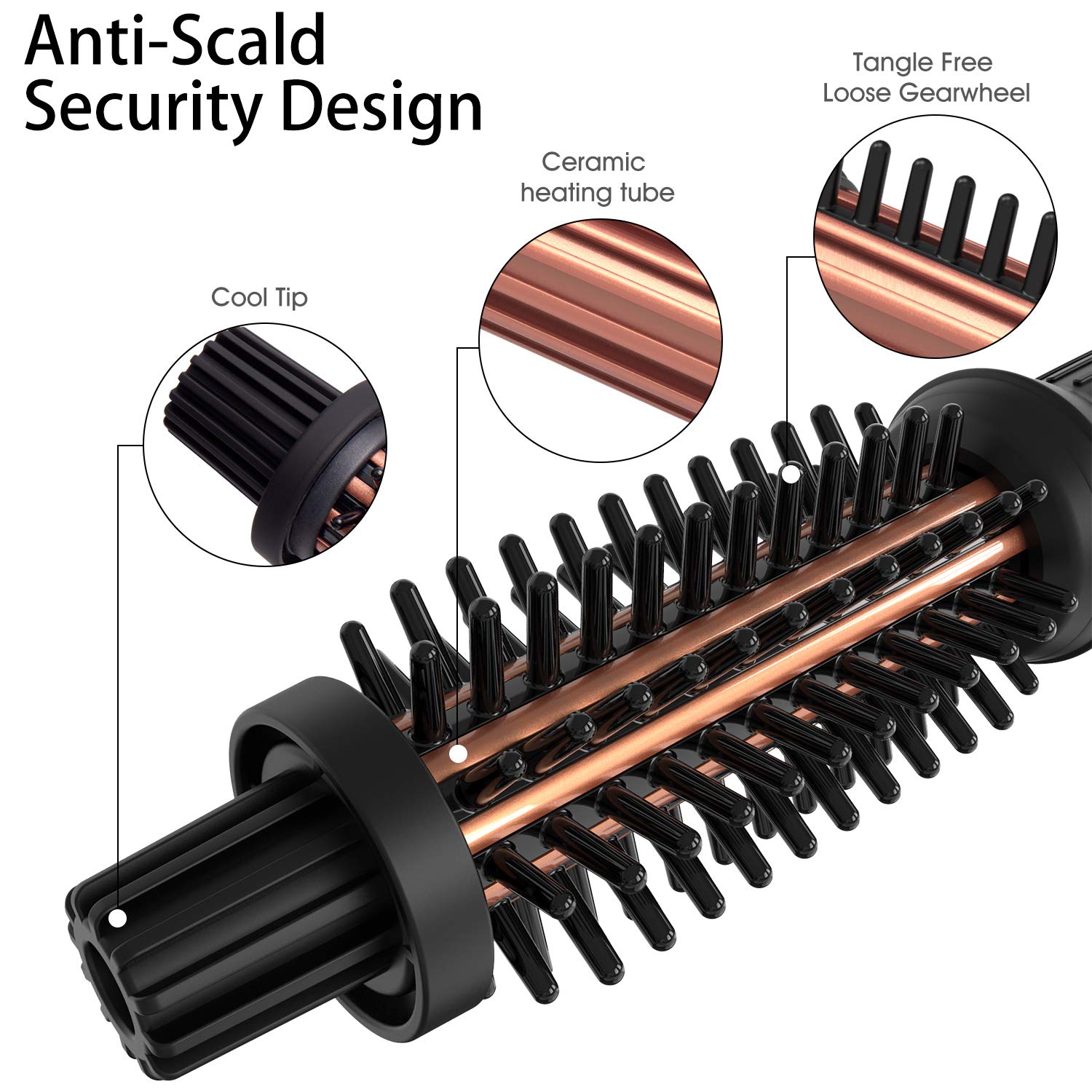 AmoVee Mini Curling Iron, 3/4 Inch Travel Hair Brush Anti-Scald Curling Wand Ceramic Tourmaline Hot Brush Barrel for Short Hair(100-240V)