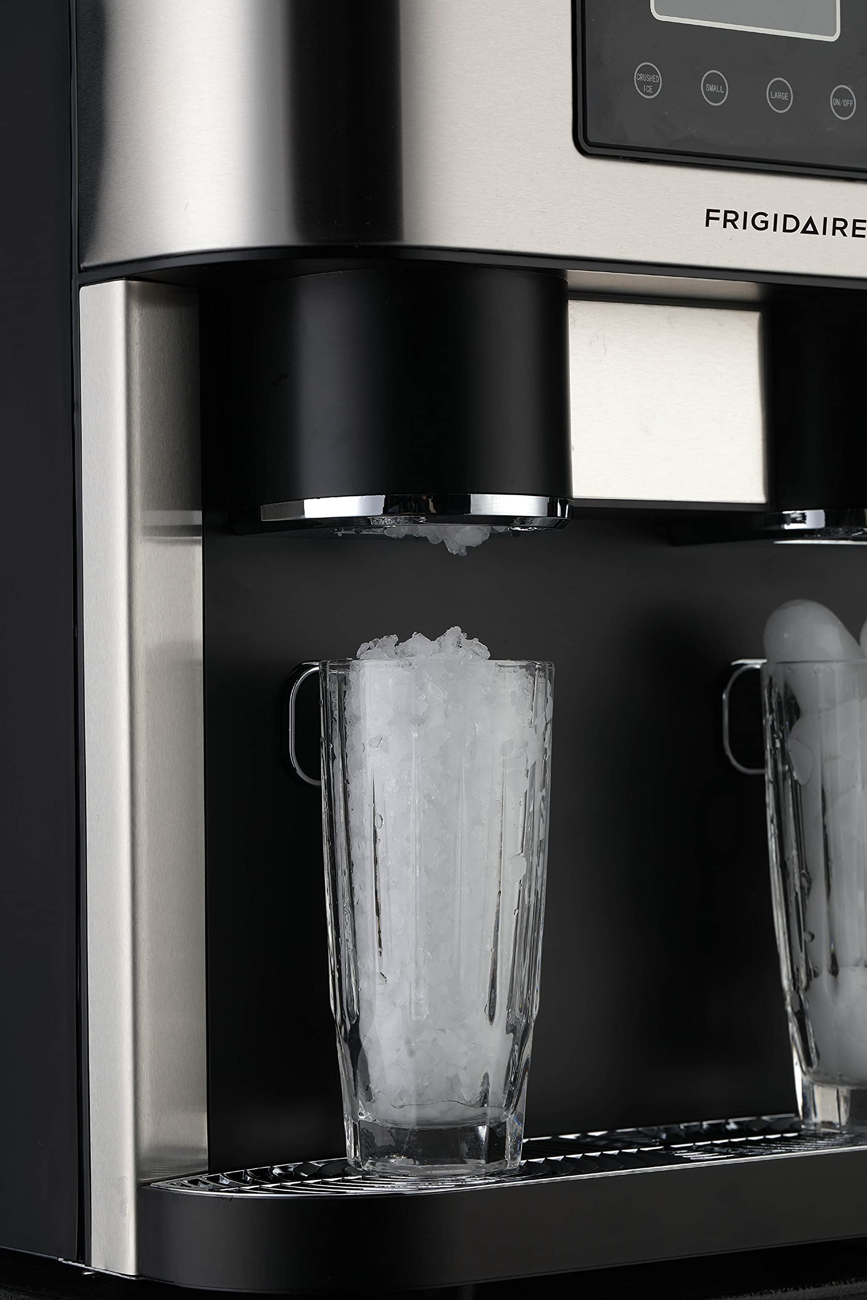 Frigidaire EFIC245-SS EFIC245 3-in-1 Countertop Crunchy Chewable Nugget Style Dual Ice Crusher and Cube Maker, Makes 33 Pounds in 24 Hours, 2 Sizes, with Water Dispenser and Line-in