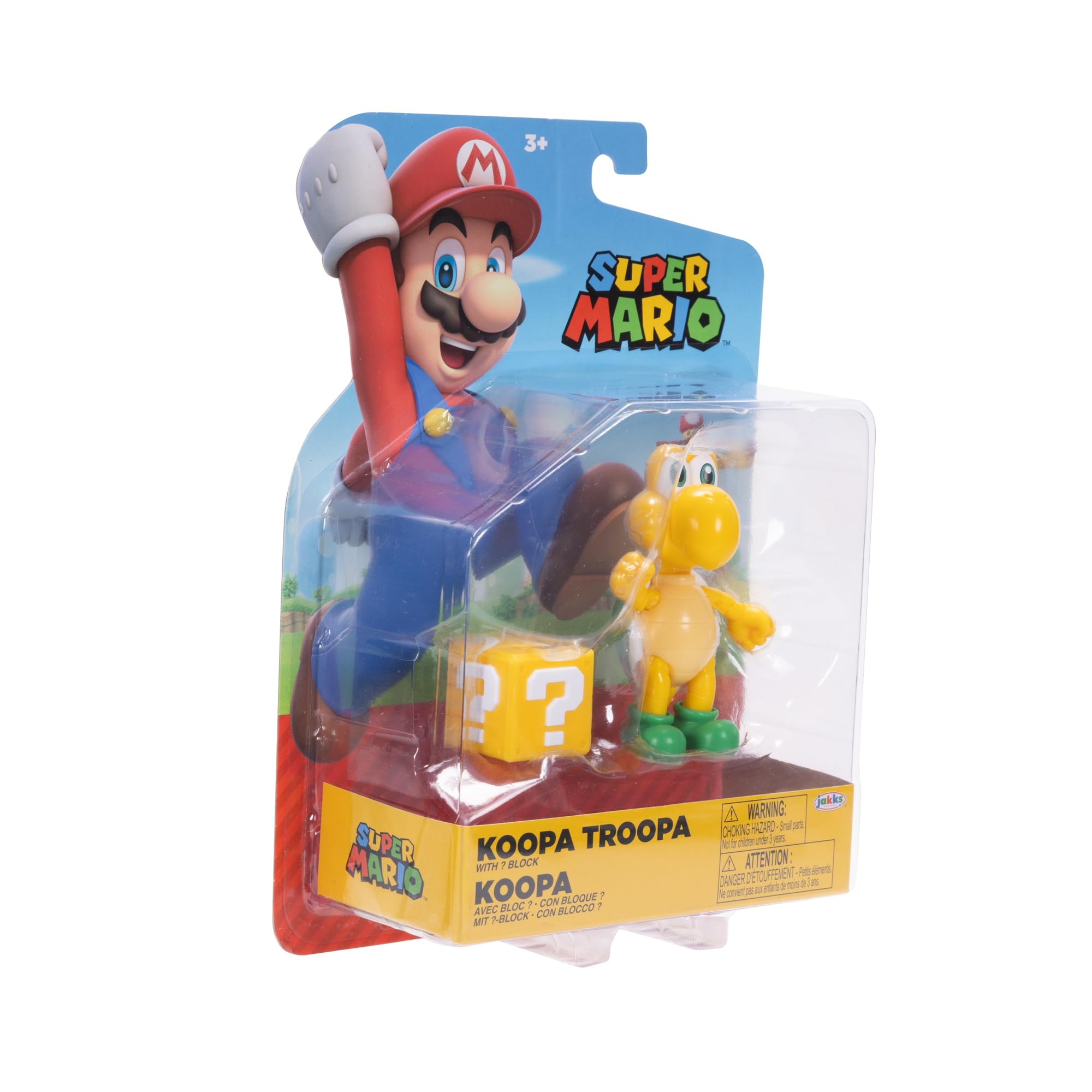 Nintendo Super Mario 4-Inch Green Koopa Troopa Poseable Figure with Question Block Accessory. Ages 3+ (Officially Licensed)