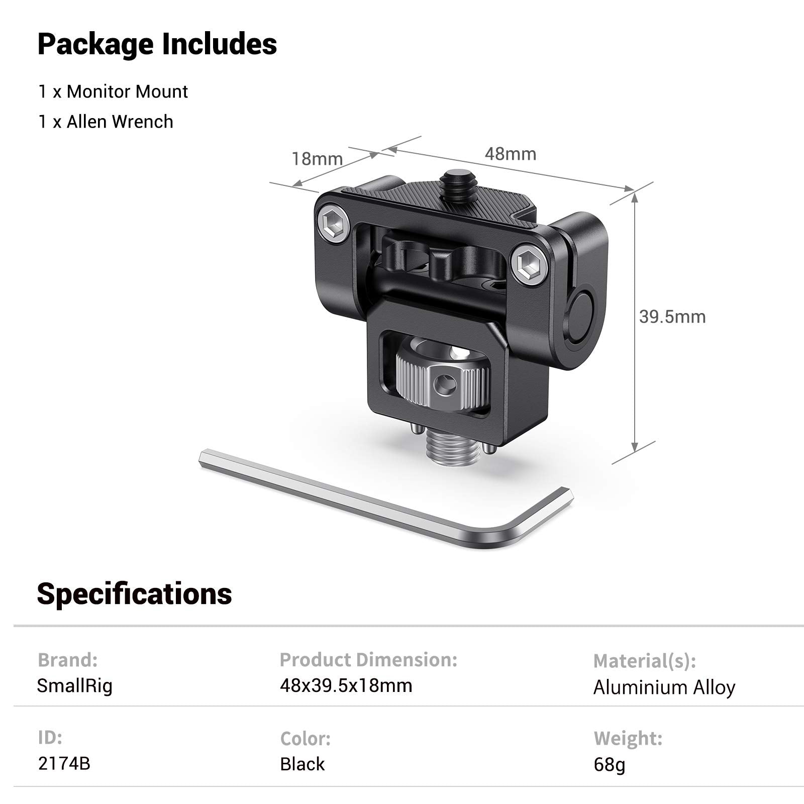 SMALLRIG Monitor Mount EVF Holder Support with Locating Pins for ARRI Standard - 2174