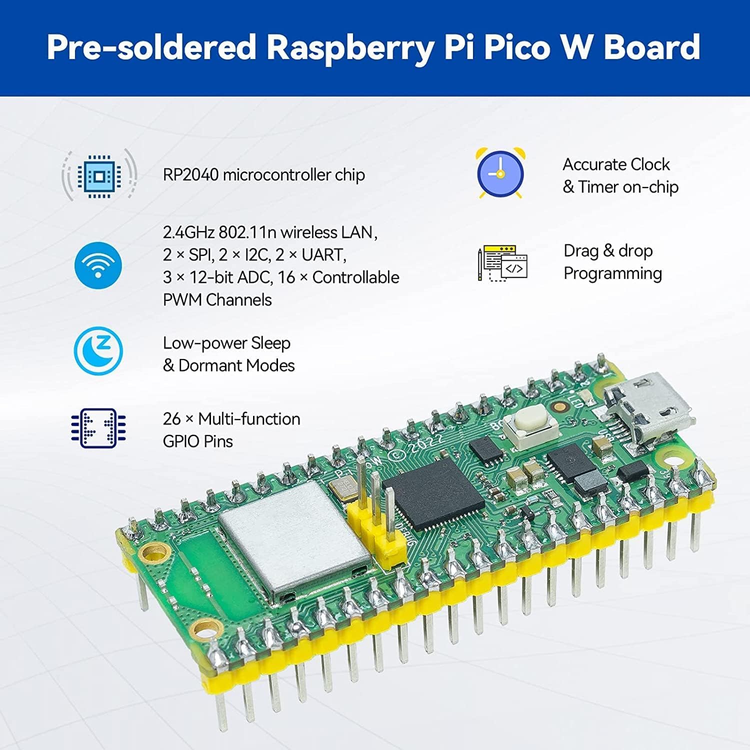 SunFounder Raspberry Pi Pico W Ultimate Starter Kit with Online Tutorials, 450+ Items, 117 Projects, MicroPython, Piper Make and C/C++ (Compatible with Arduino IDE)