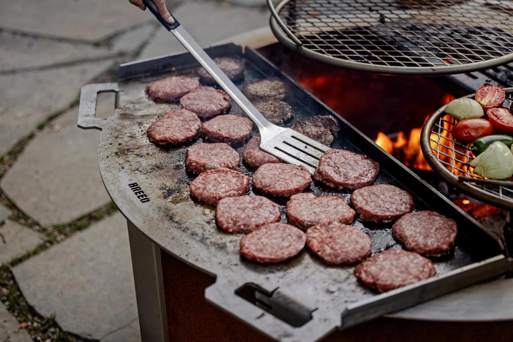 Breeo Grilling Tools Set - Tongs, Spatula, & Fork - Stainless Steel Grilling Accessories - Grill Tools, Griddle & BBQ Accessories for Live-Fire Cooking & Backyard BBQ (Grill Set - Long, 24")