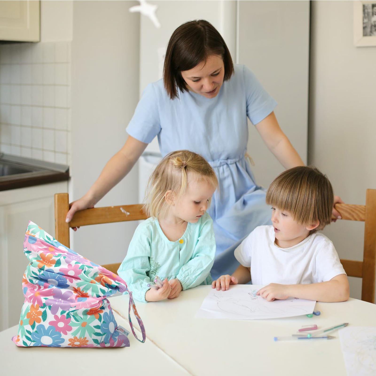 ALVA ALVABABY 3pcs Cloth Diaper Wet Dry Bags Waterproof Reusable with Two Zippered Pockets Travel Beach Pool Daycare Soiled Baby Items Yoga Gym Bag for Swimsuits or Wet Clothes 3L-ZM18A