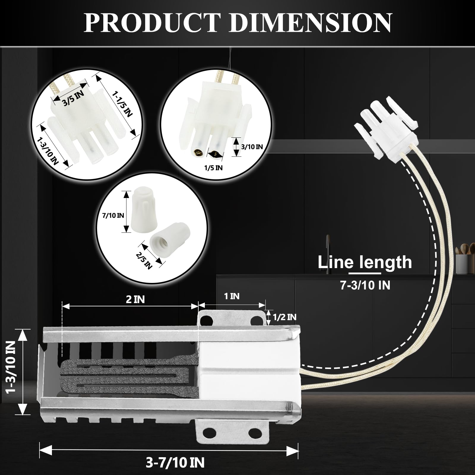 【Upgraded】WB13K21 Gas Range Oven Flat Igniter with Connector Plug, 5303935066 Oven Igniter for GE Hotpoint Kenmore Gas Stove, Replaceable IG9998 Norton-501a AP2020569 PS231280 WB13T10045 by Cenipar
