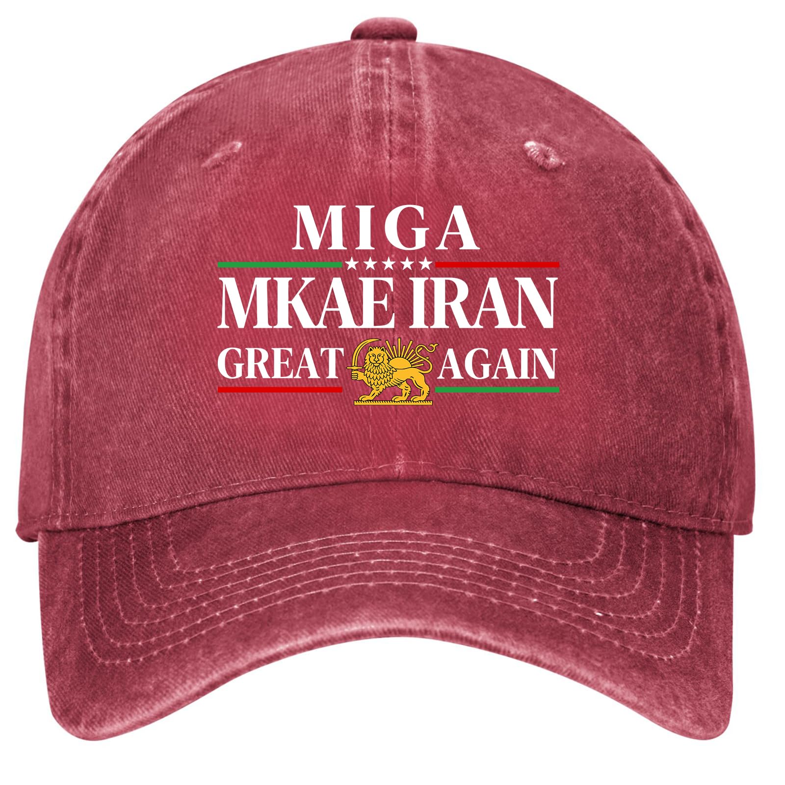 Make Iran Great Again MIGA Free Iran Washed Cotton Baseball Cap Hat Trucker Cap Red