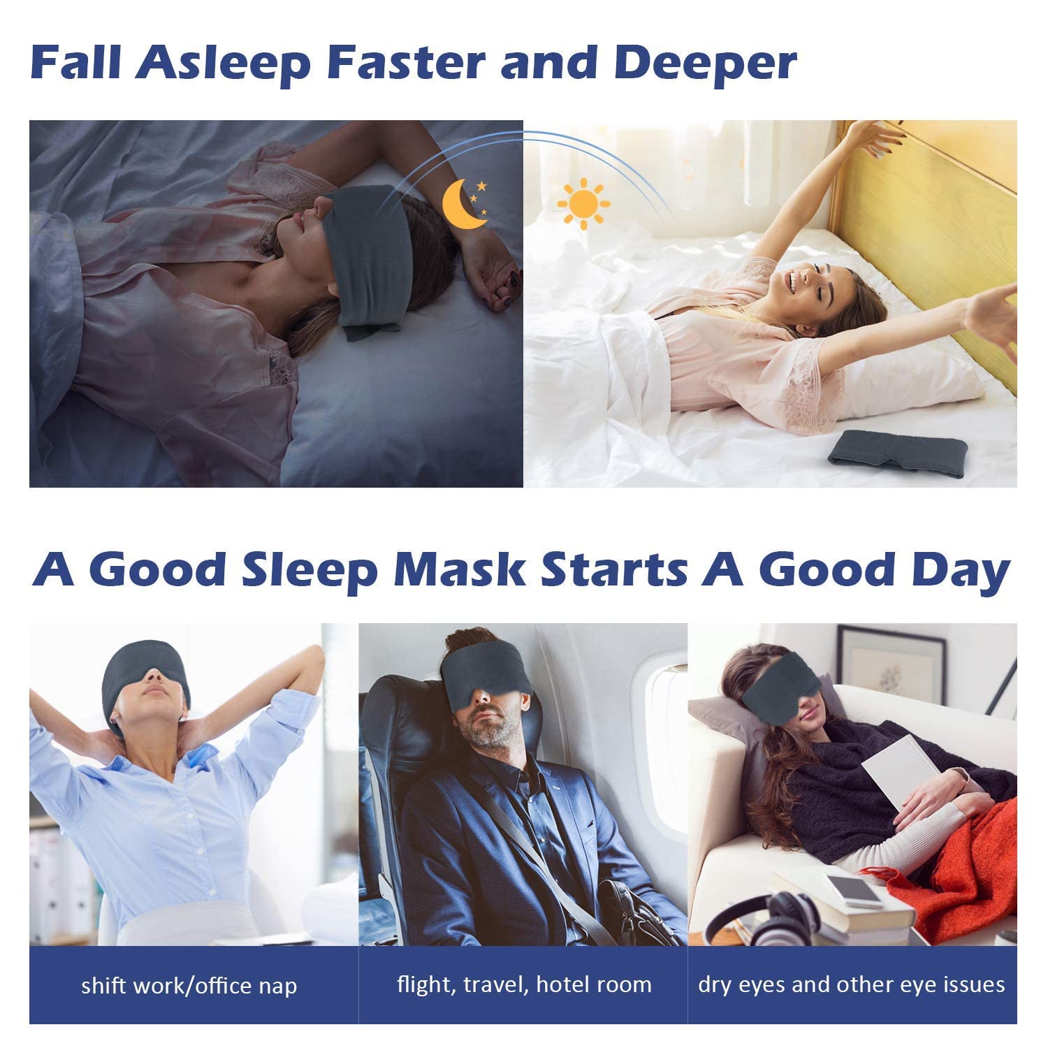 Mavogel Sleep Mask - Modal Material Eye Mask for Sleeping, Ultra Soft and Skin Friendly Full Eye Covers for Women/Men, Perfect Light Blocking Sleeping Mask for Travel Yoga Nap, Fully Adjustable Strap