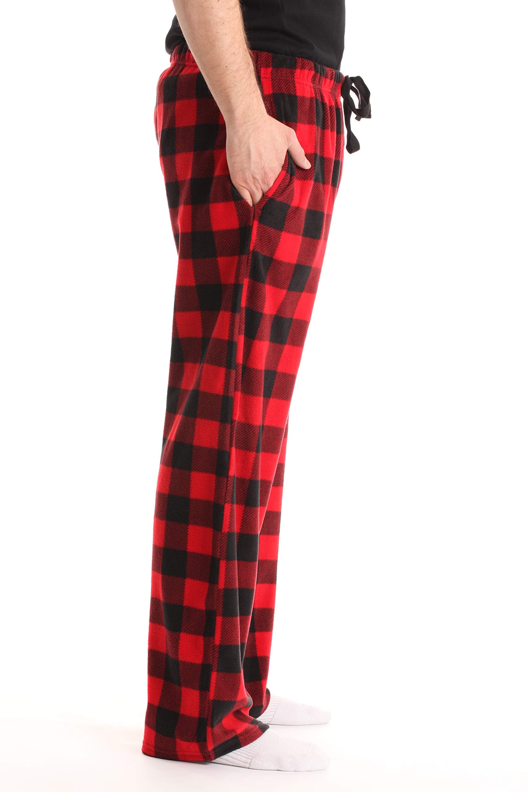 #FollowMe 45902-1A-L Polar Fleece Pajama Pants for Men/Sleepwear/PJs, Red Buffalo Plaid, Large