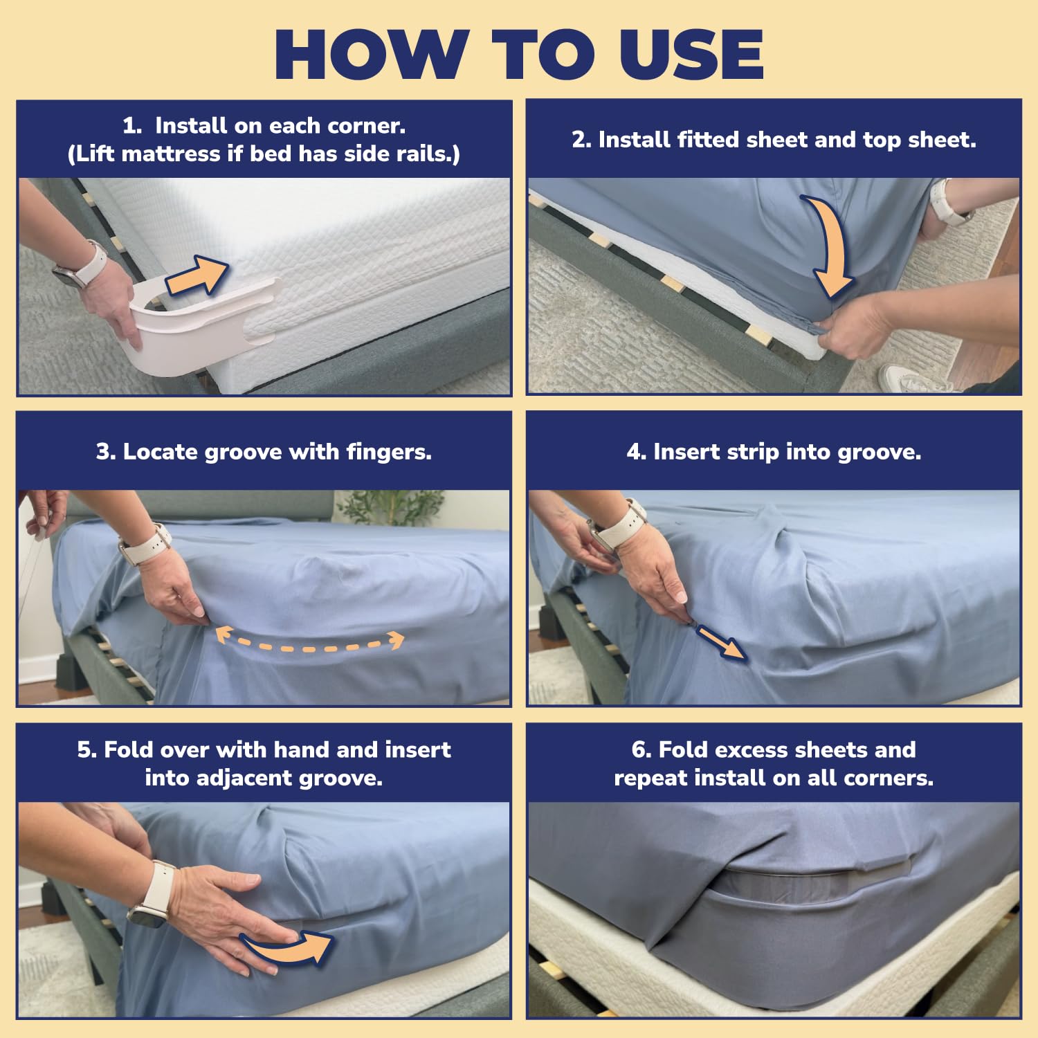 ZlumberLock Sheet Holders Keep Sheets Firm & Tight - Ultimate Bed Sheet Holder Straps with Bedsheet Clips/Straps No More Loose Sheets, Fits, Easy One-Time Installation (Zlumber Lock)