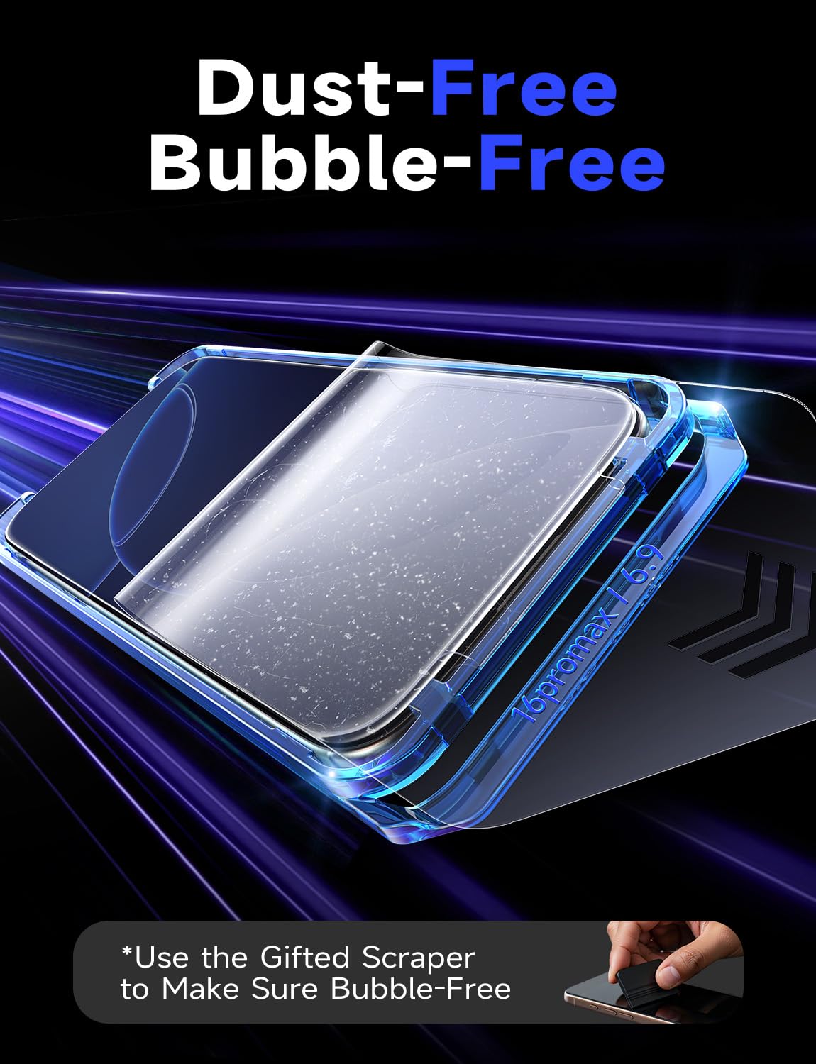 LISEN 2 Pack [Top 9H+ Hardness] Glass for iPhone 16 Pro Max Screen Protector, Military Grade Shatterproof 8K HD Auto Dust-Elimination Bubble Free Tempered Glass with Ultra Fit Tray