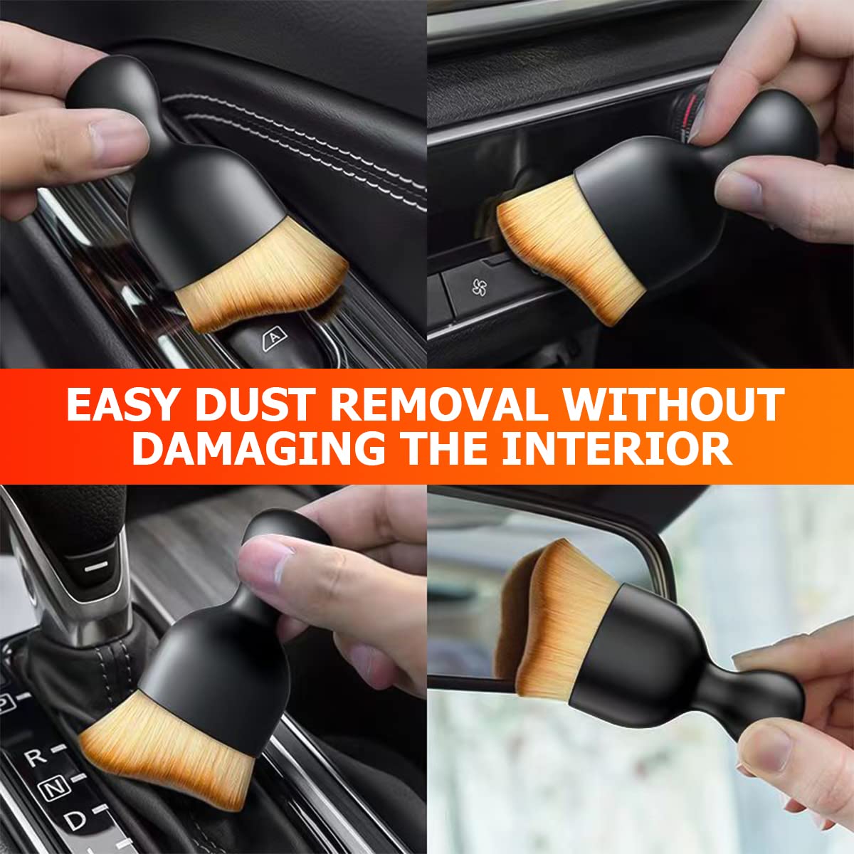 Blilo Car Interior Detailing Brush, Auto Soft Hair Cleaning Brushes, Scratch Free Curved Dirt Dust Collectors, Removal Tool for Vehicle Dashboard Air Conditioner Vents Leather (Grey/1PCS)