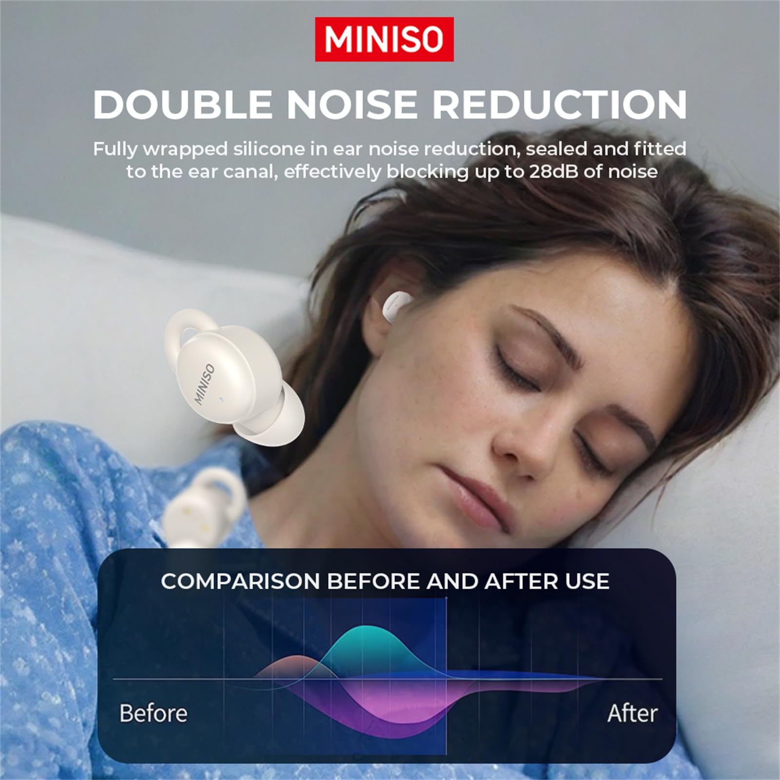 MINISO X10 Bluetooth Sleep Wireless Earbuds Noise Blocking Earbuds Comfortable Fit Bluetooth 5.4 Earphones for Sleep Sounds Side Sleeper in-Ear Wireless Headphones for Sleeping Flat Ear Buds