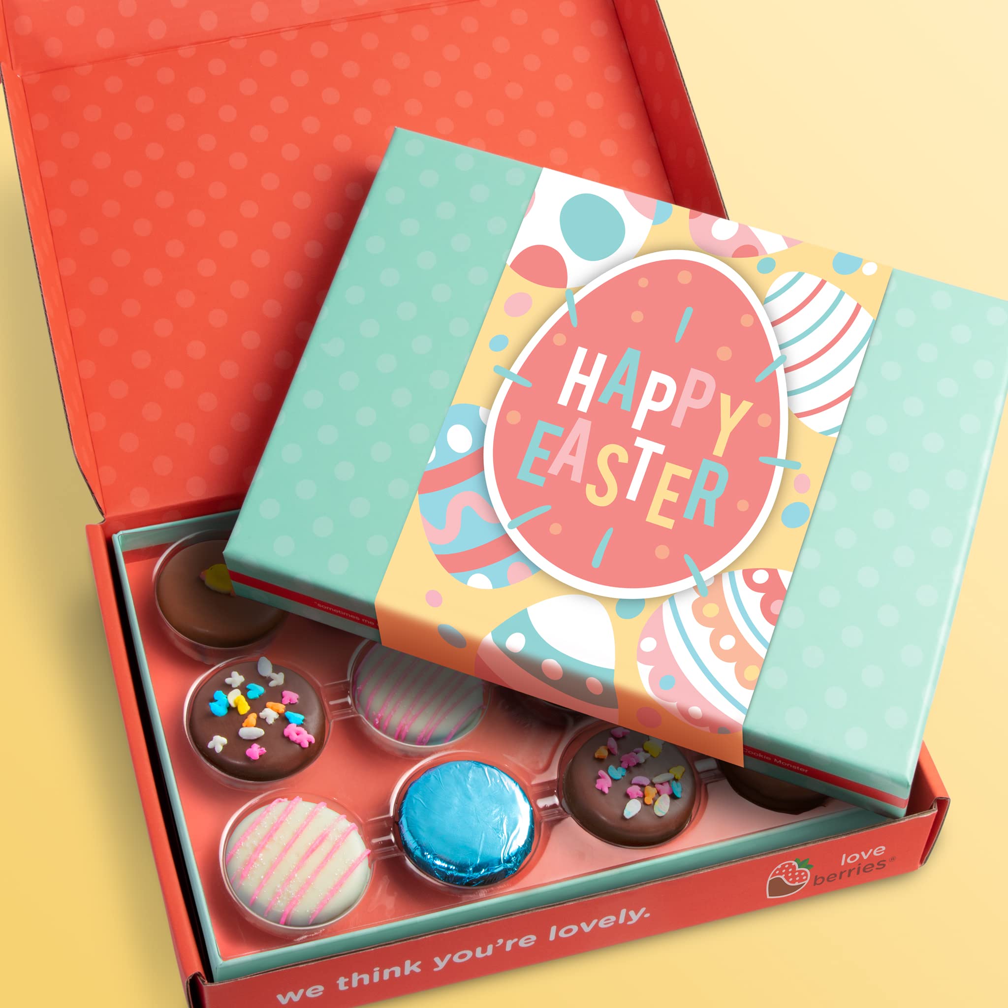 Happy Easter Chocolatey Covered Sandwich Cookies by Love Berries