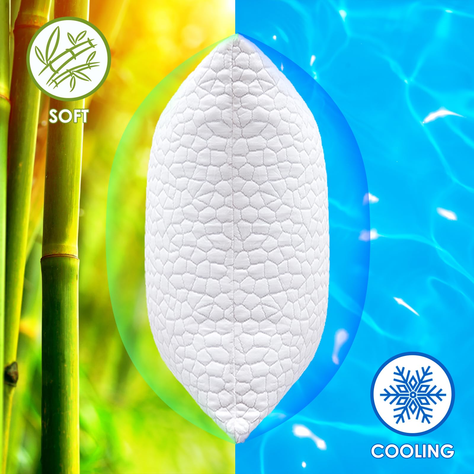 SUPA MODERN Cooling Side Sleeper Pillow for Neck and Shoulder Pain, Luxury Shredded Memory FoamBed Pillows for Sleeping Set of 2- Adjustable Queen Size Curved Pillow Neck Pillow