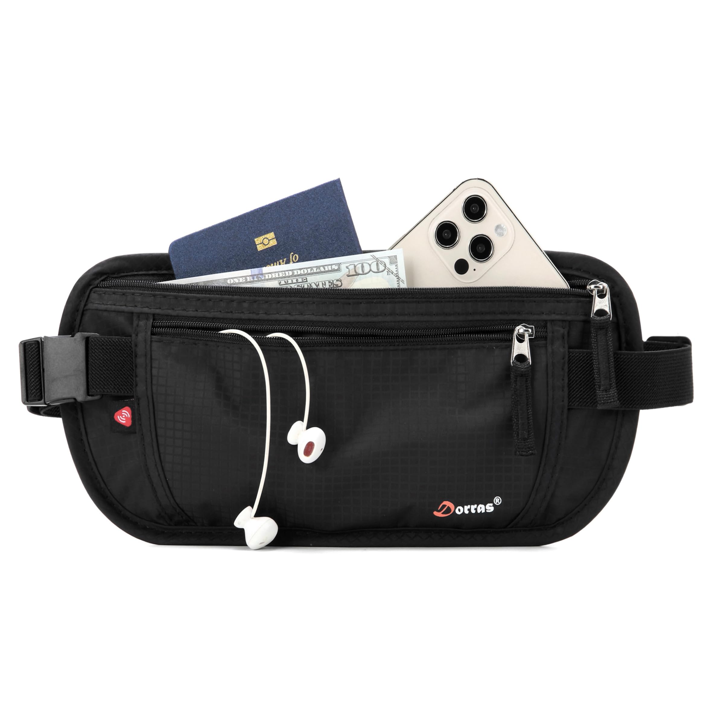 Money Belt - Passport Holder Security Hidden Slim Travel Wallet Fanny Pack with RFID Blocking