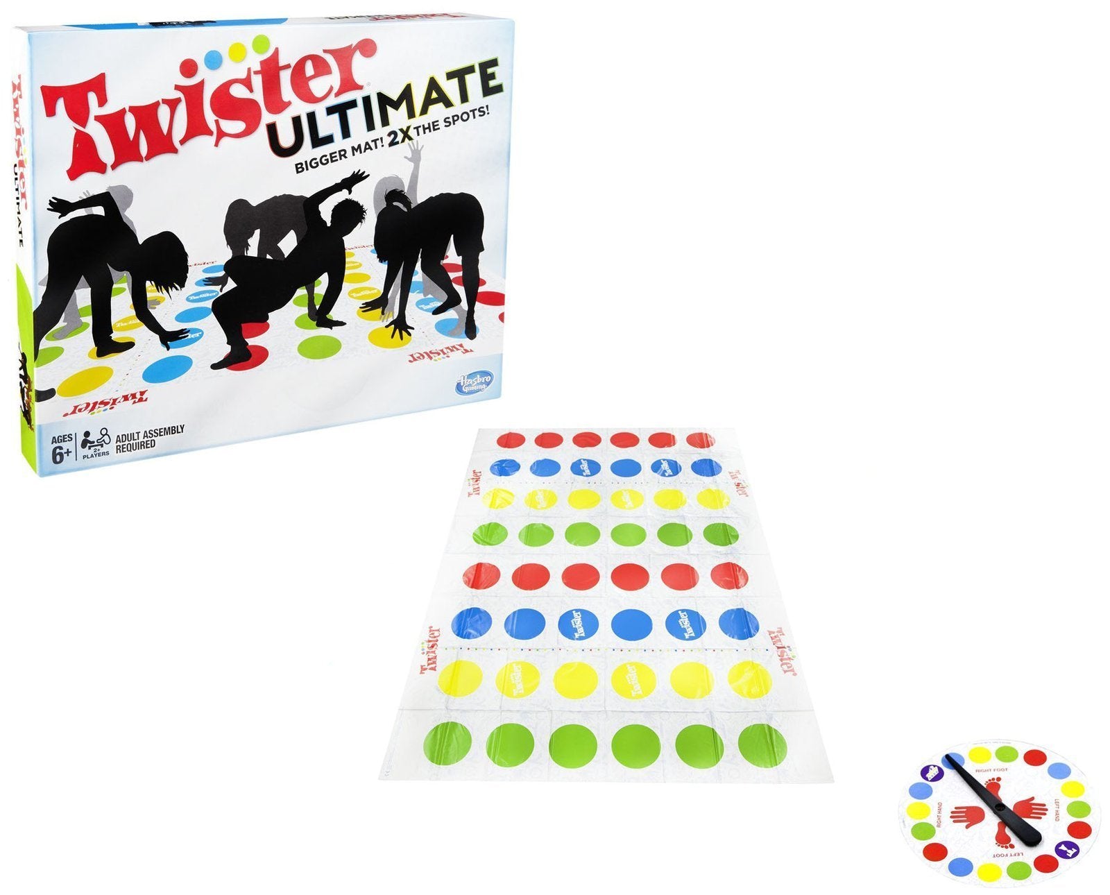 Hasbro Gaming Twister Ultimate: Bigger Mat, More Colored Spots, Family, Kids Party Game Age 6+; Compatible with Alexa (Amazon Exclusive)