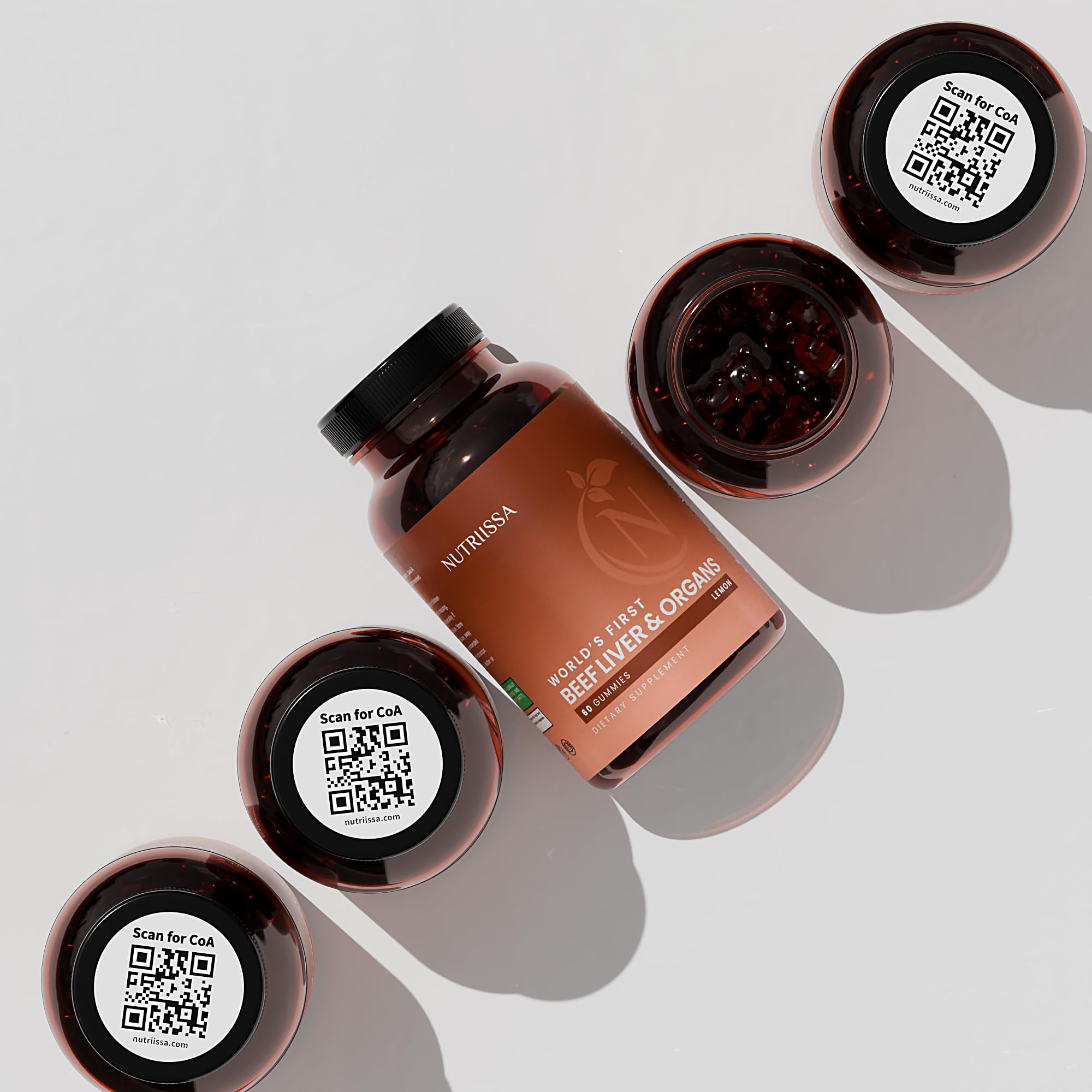 Nutriissa Beef Organ Gummies – Grass-Fed Organ Blend for Nutrient-Rich Support – Liver, Heart, Kidney, Pancreas & Spleen – EPEB Certified – 60 Lemon Flavored Gummies