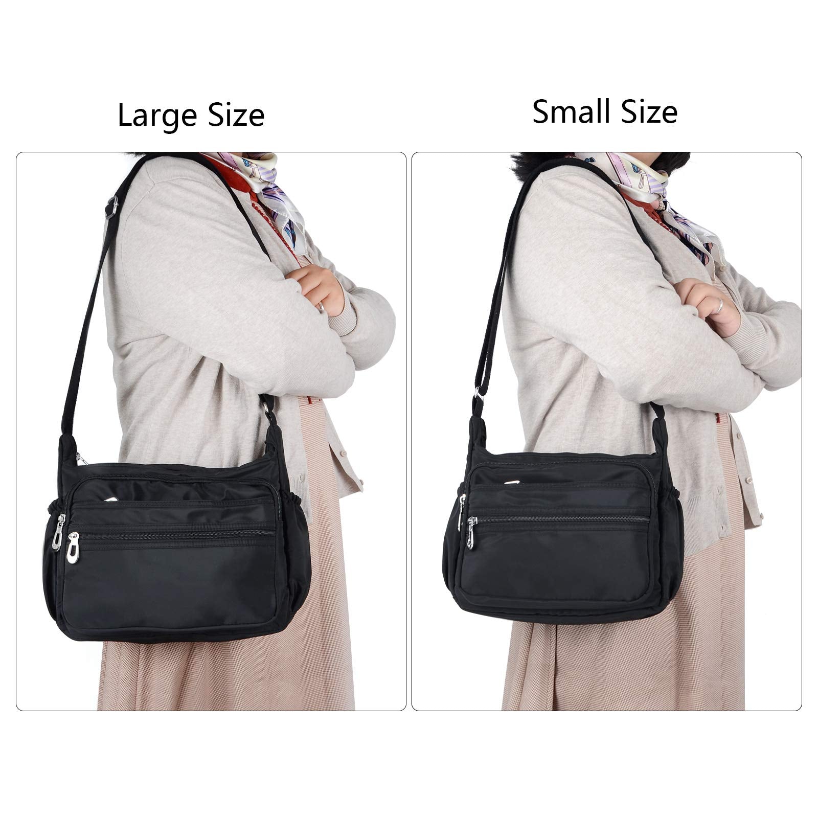 Crossbody Bag for Women Waterproof Shoulder Bag Messenger Bag Casual Nylon Purse Handbag (Small, Pink)